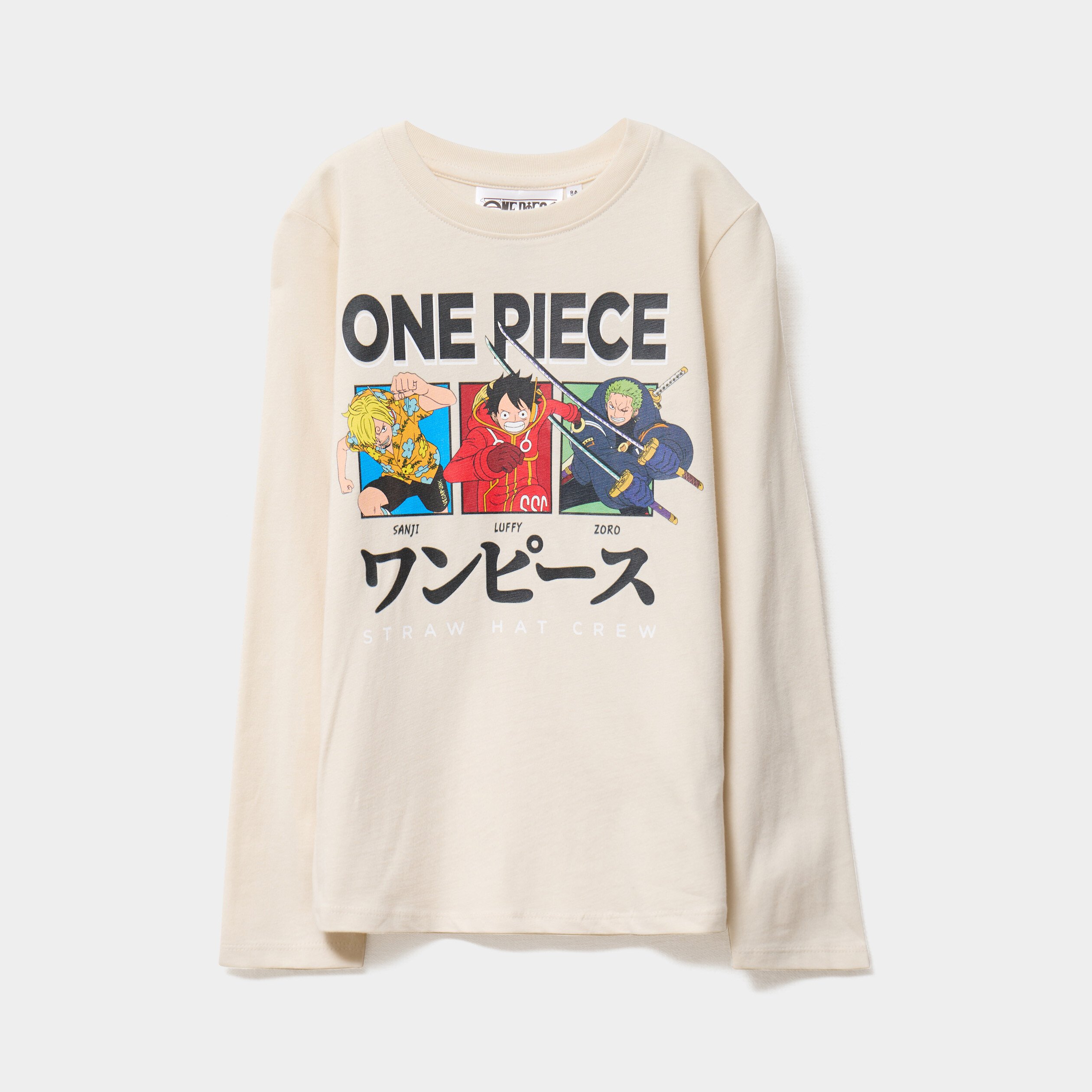 t shirt manches longues one piece ecru garcon T-shirt manches longues One Piece ecru garçon