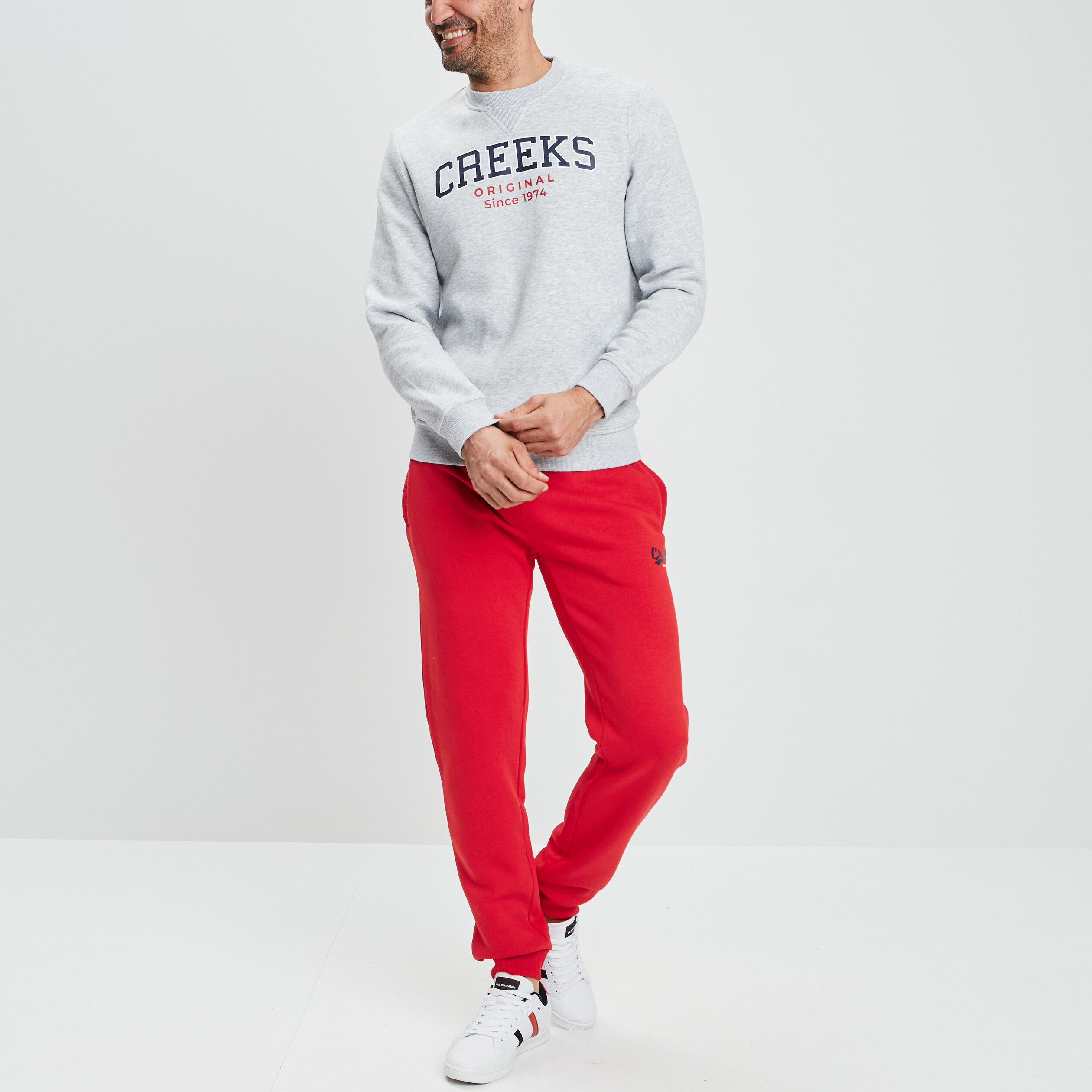 sweat a col rond creeks gris clair homme Sweat à col rond Creeks gris clair homme