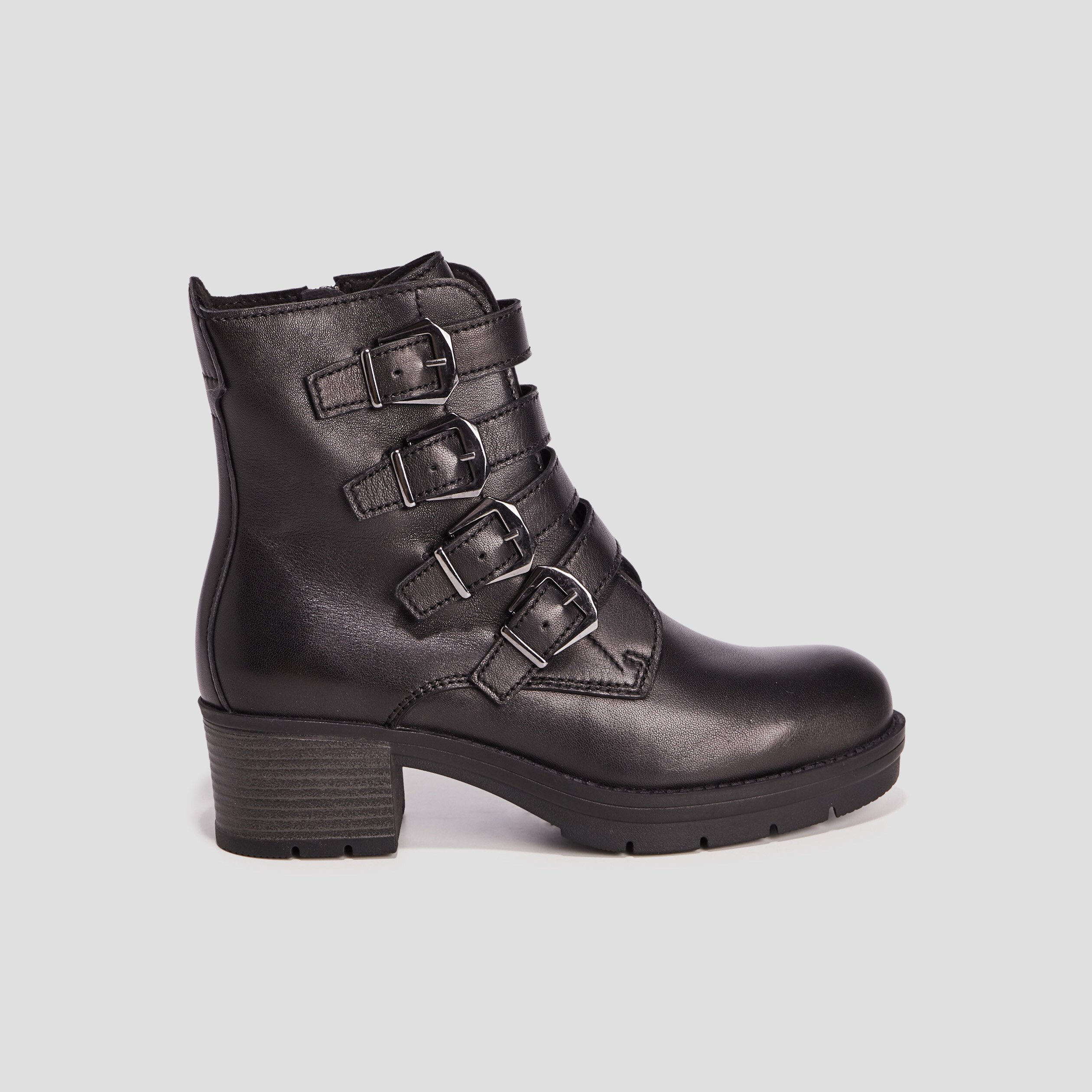 bottines avec boucles en cuir noir femme Bottines avec boucles en cuir noir femme