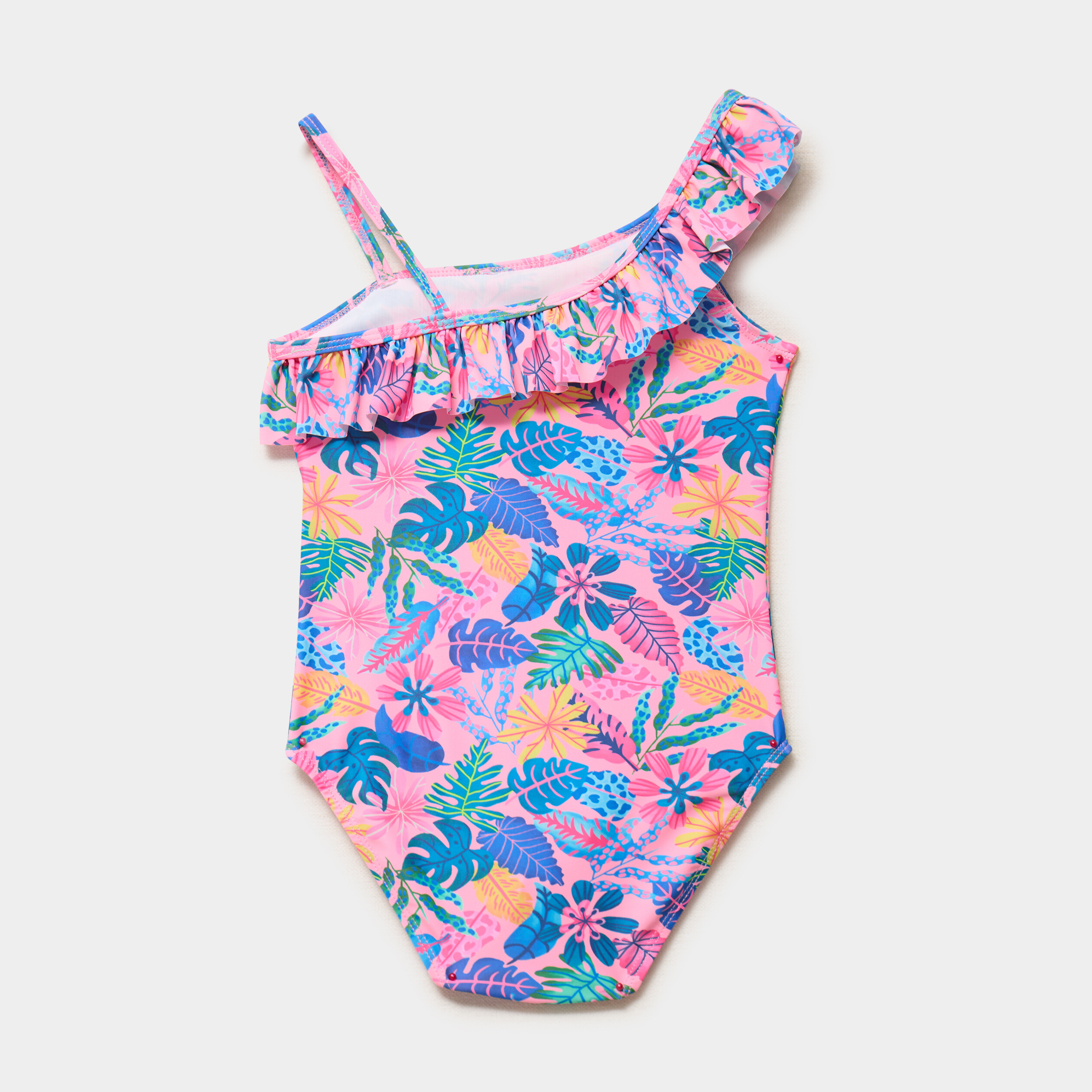 Maillot de bain une pi&egrave;ce asym&eacute;trique rose fluo fille
