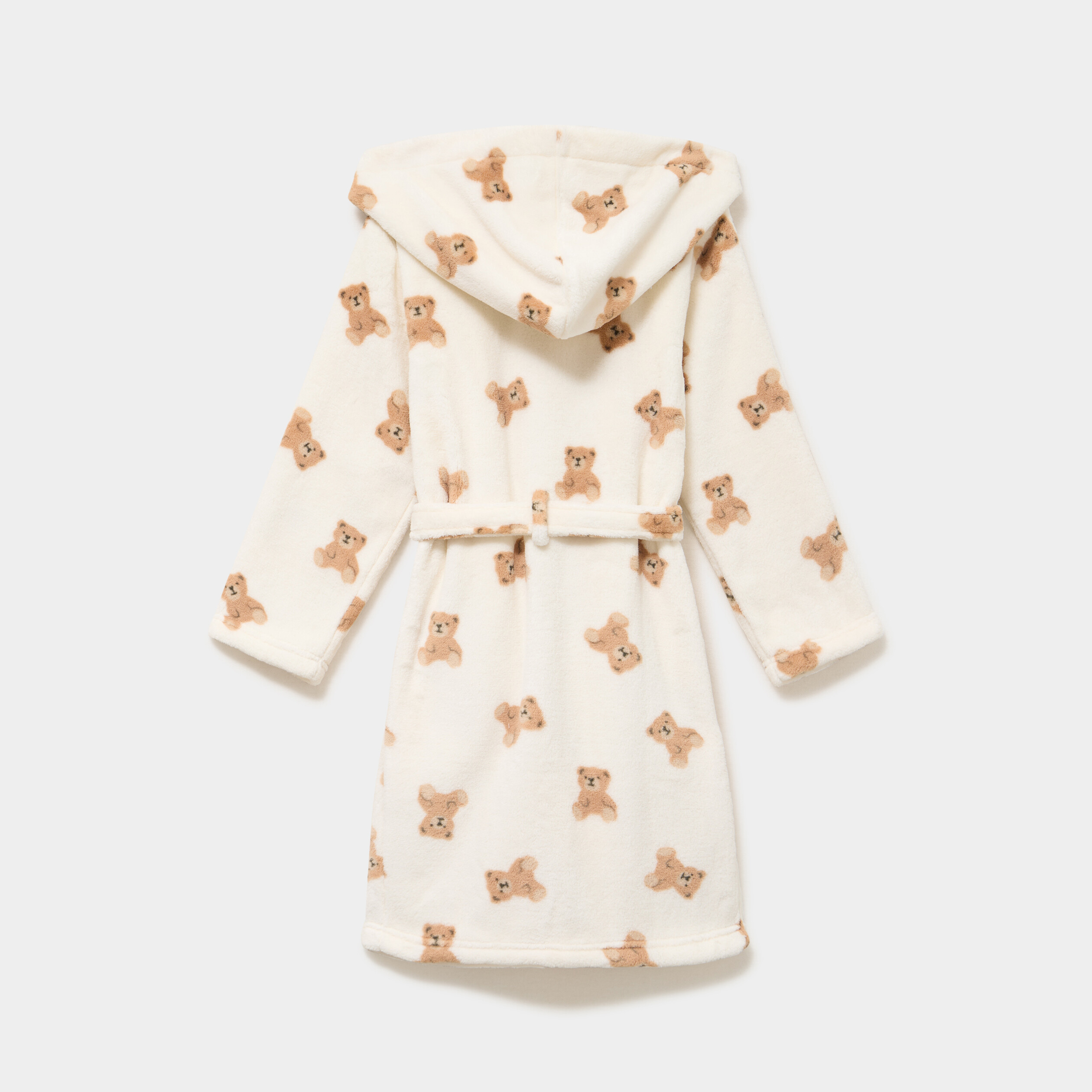 Peignoir &agrave; capuche effet polaire creme fille