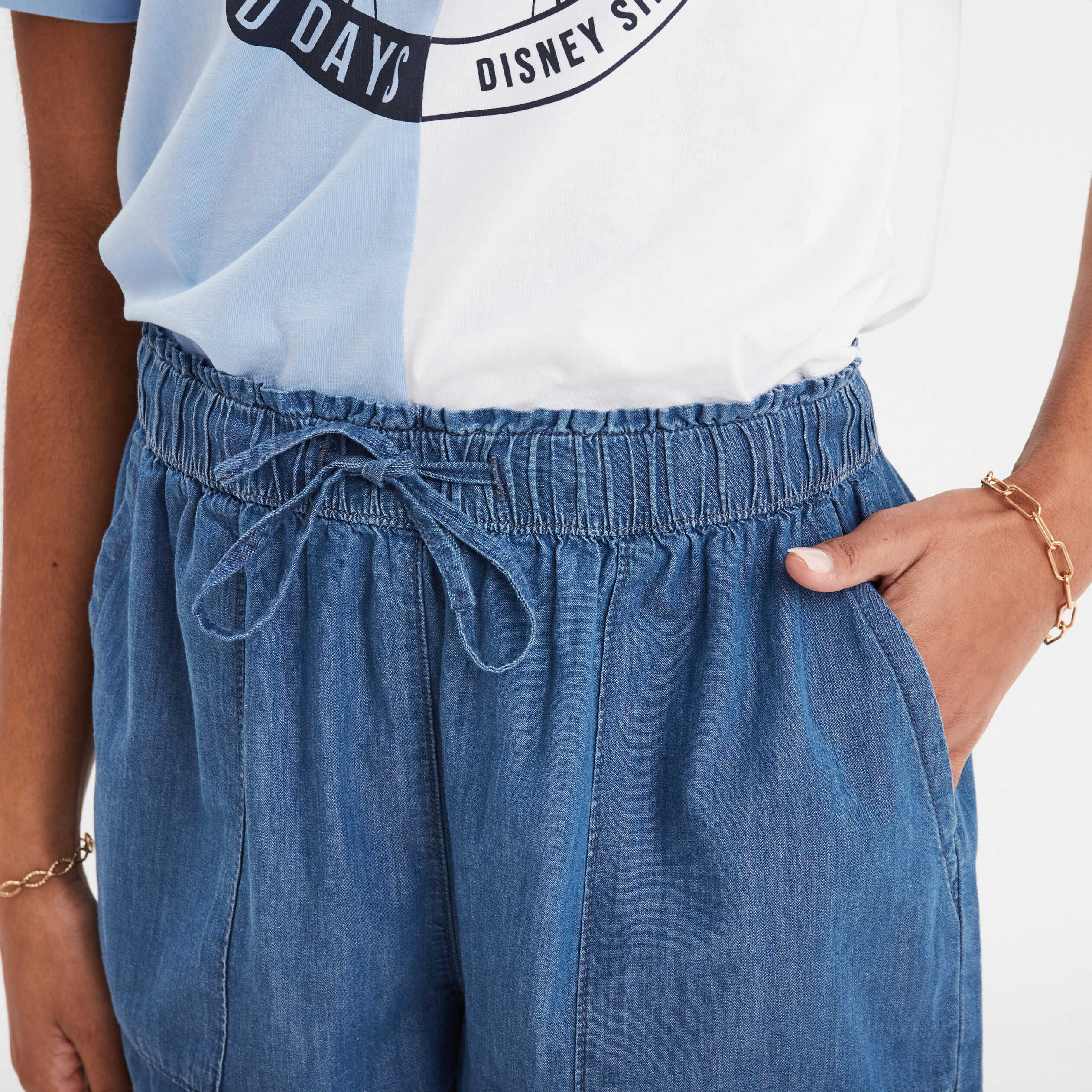 short en jean fluide a coulisse denim double stone femme Short en jean fluide à coulisse denim double stone femme
