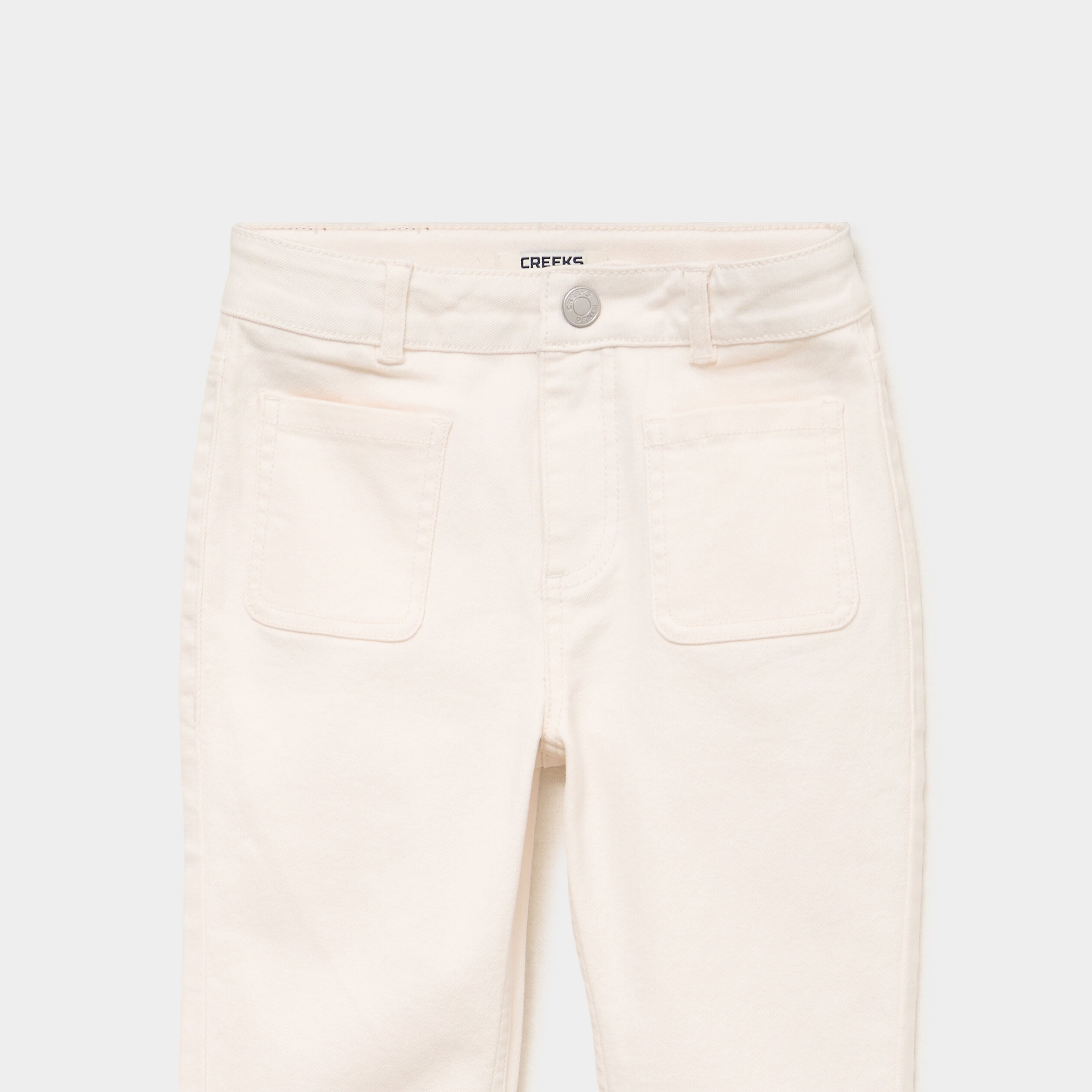Pantalon bootcut twill 4 poches creme fille