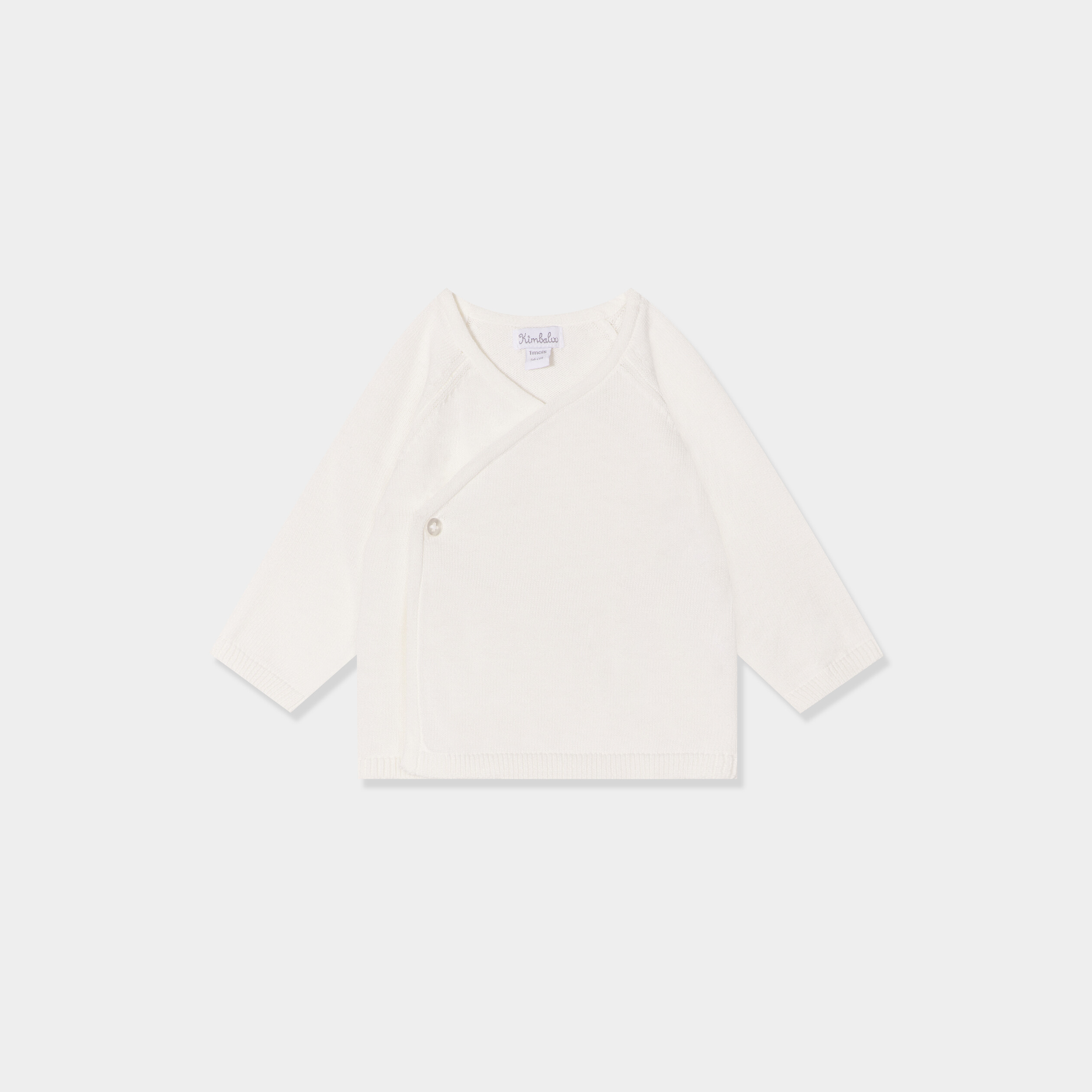 Gilet coton col cache-coeur blanc b&eacute;b&eacute; gar&ccedil;on