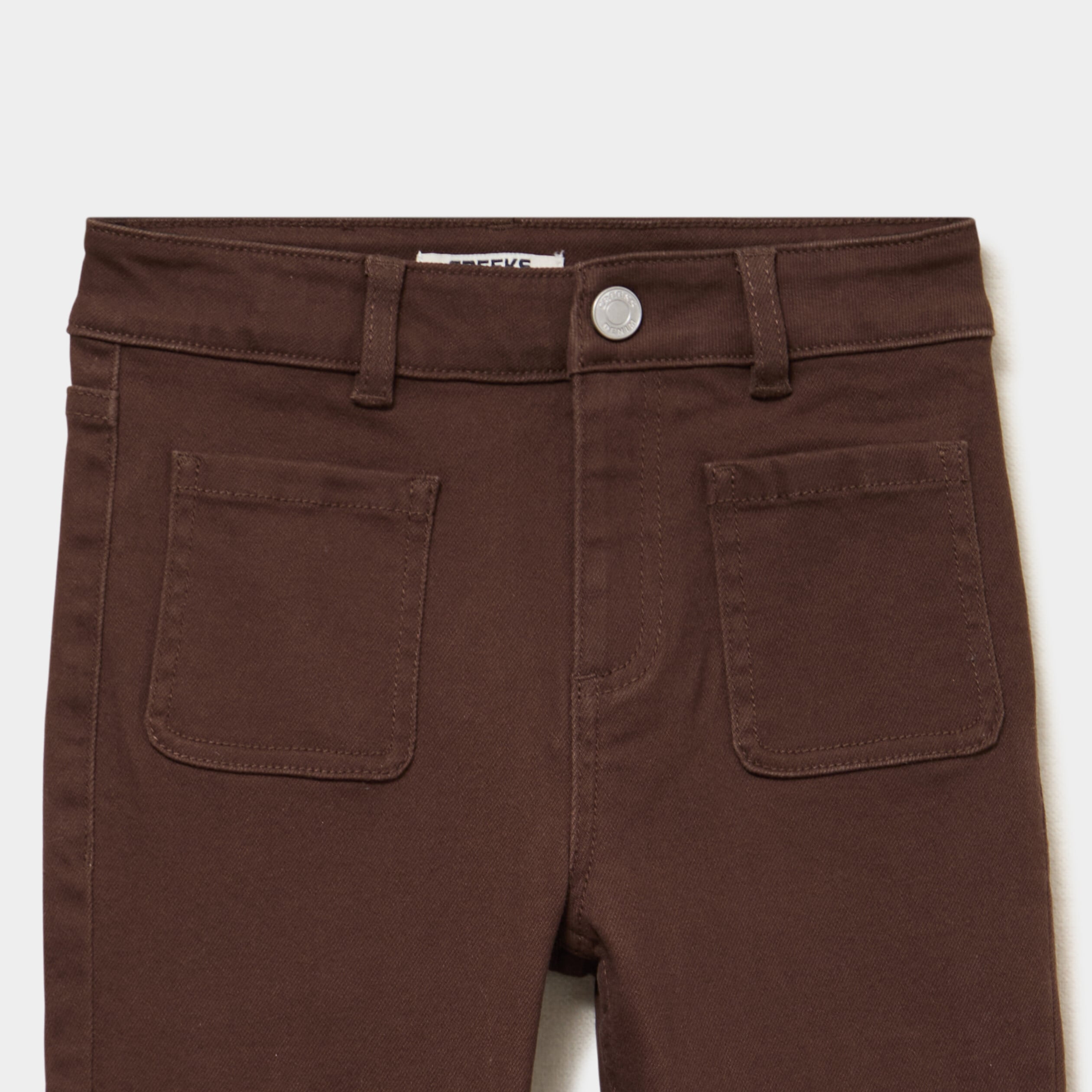 Pantalon bootcut twill 4 poches marron fonc&eacute; fille