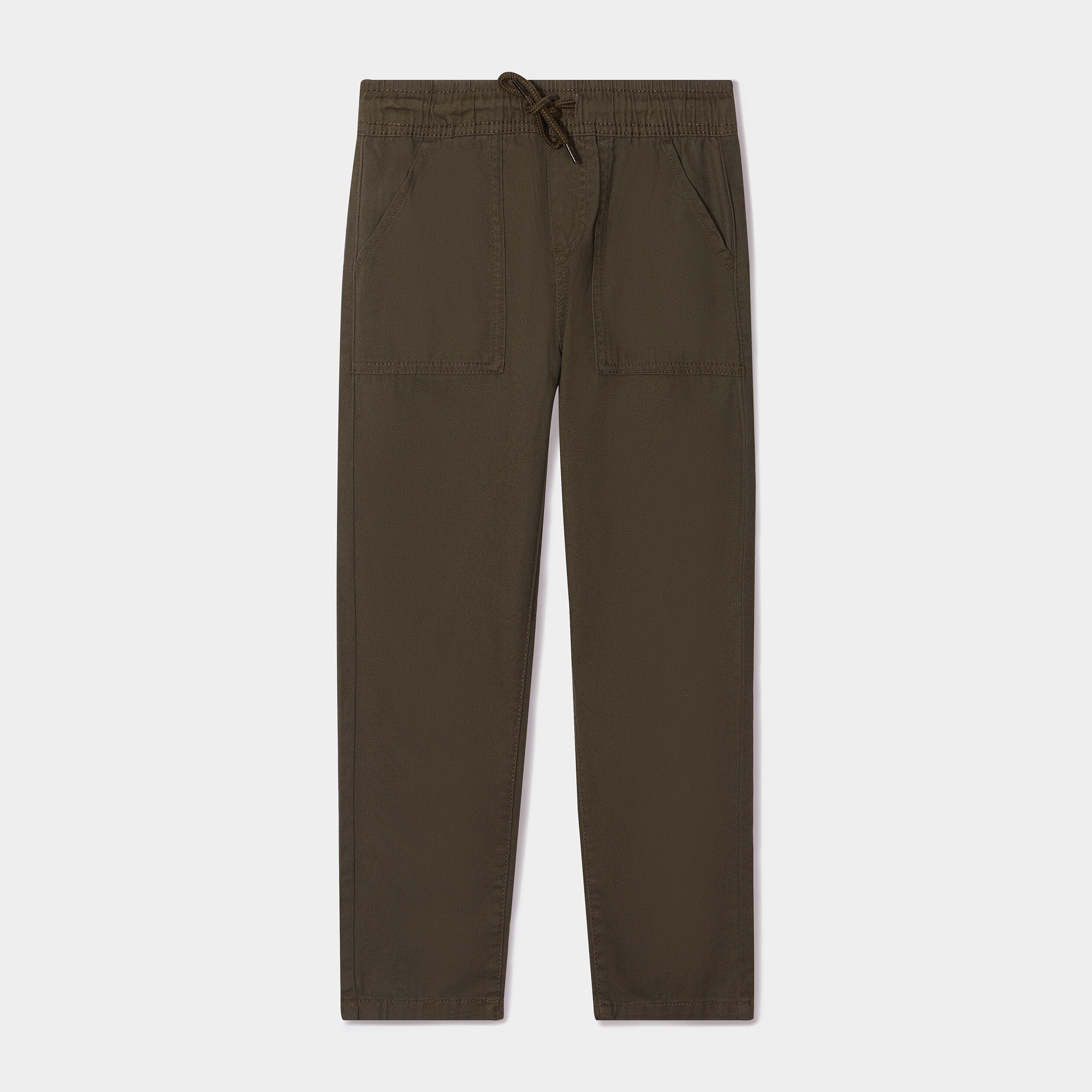 pantalon jogger taille a coulisse coton vert kaki garcon Pantalon jogger taille à coulisse coton vert kaki garçon