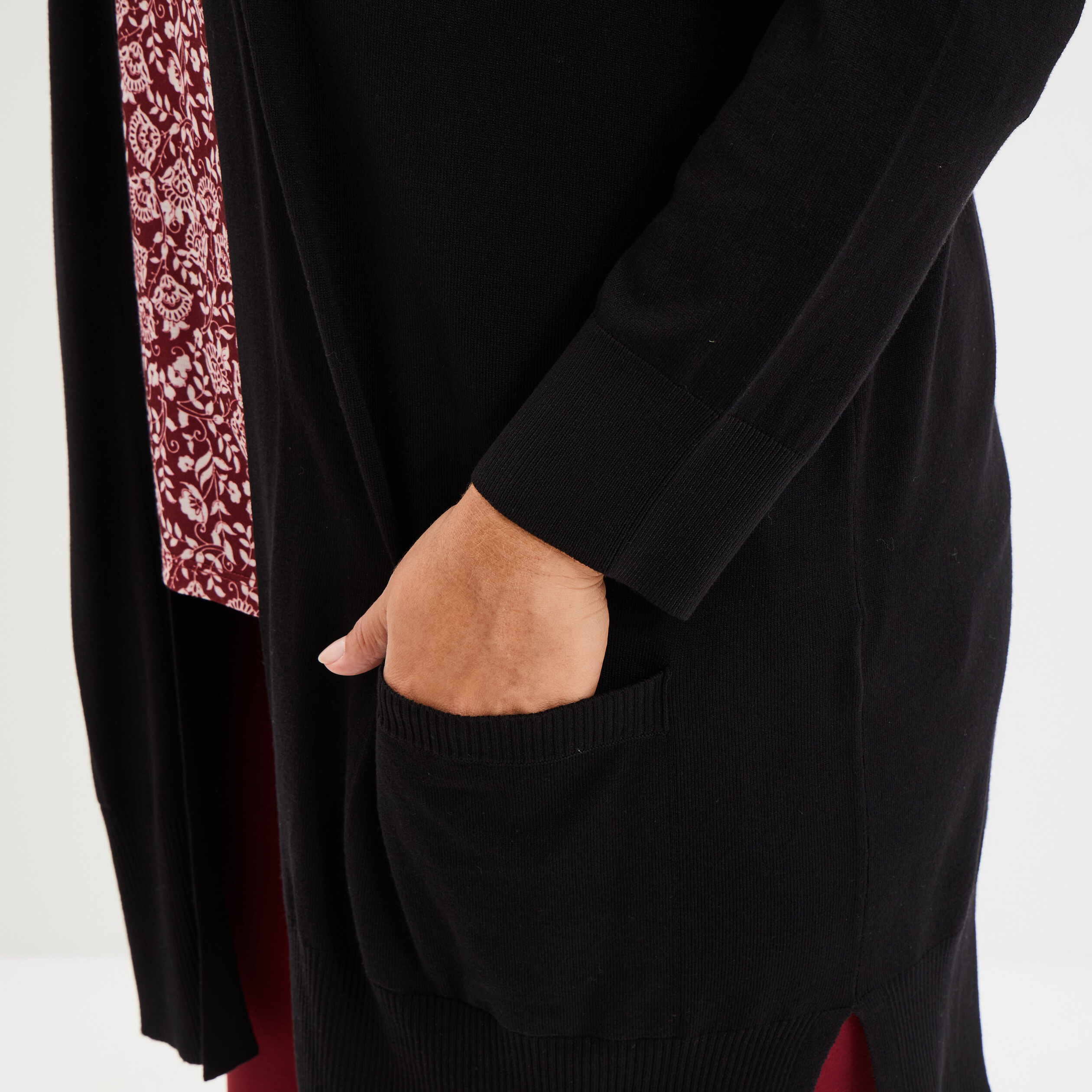 gilet long avec poches noir femmegt Gilet long avec poches noir femme grande taille