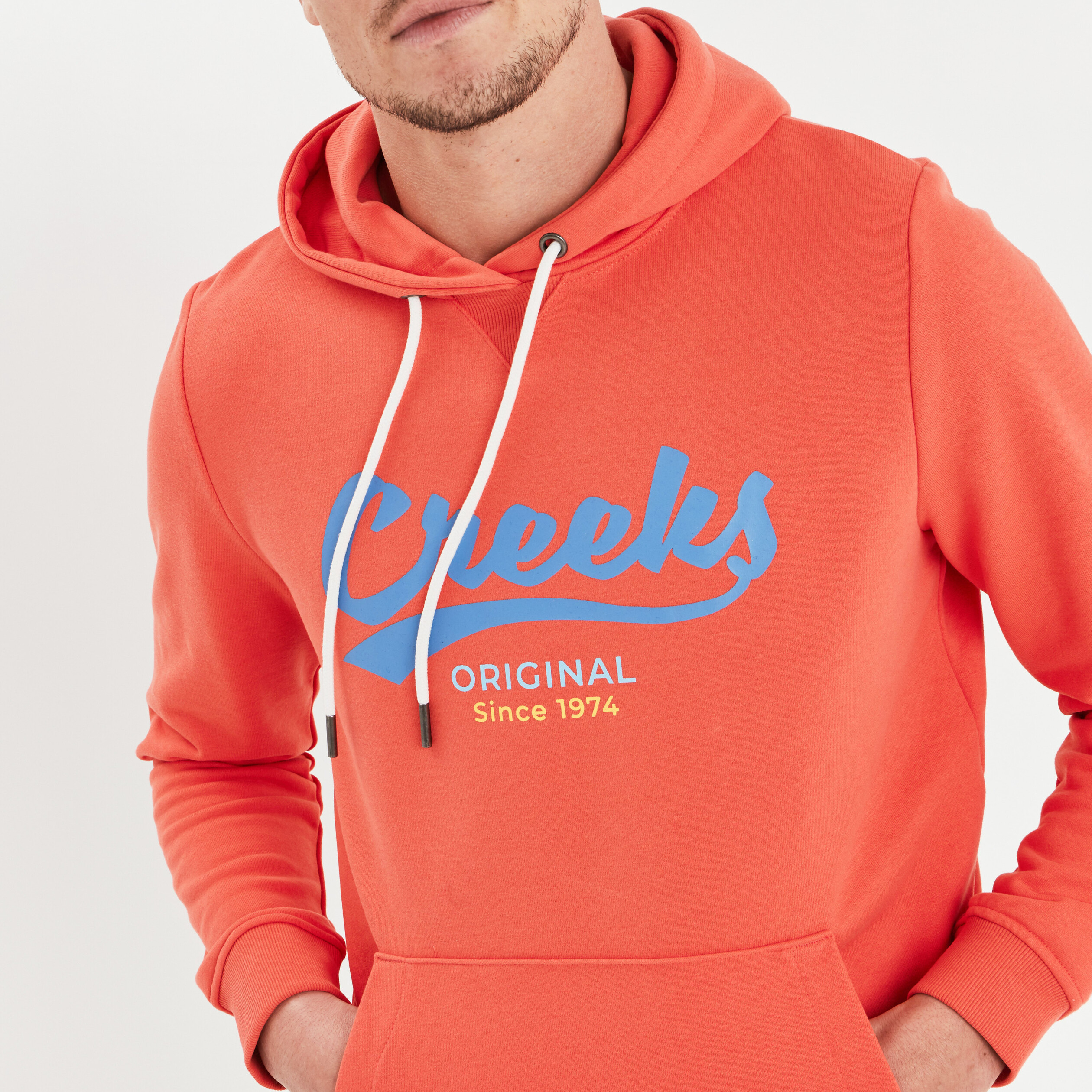 Sweat à capuche hoodie Creeks orange clair homme