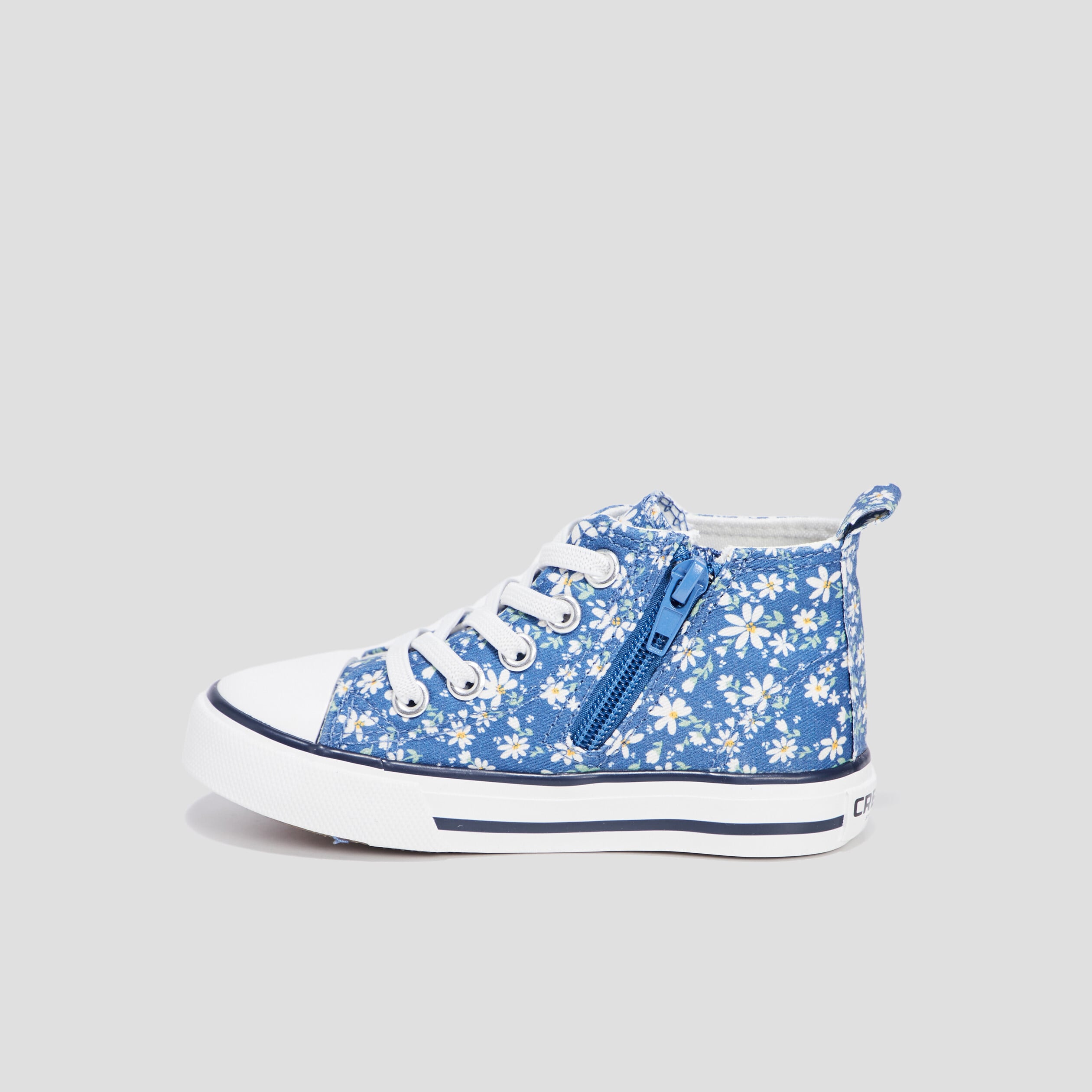 Baskets montantes en toile bout renforc&eacute; bleu fille