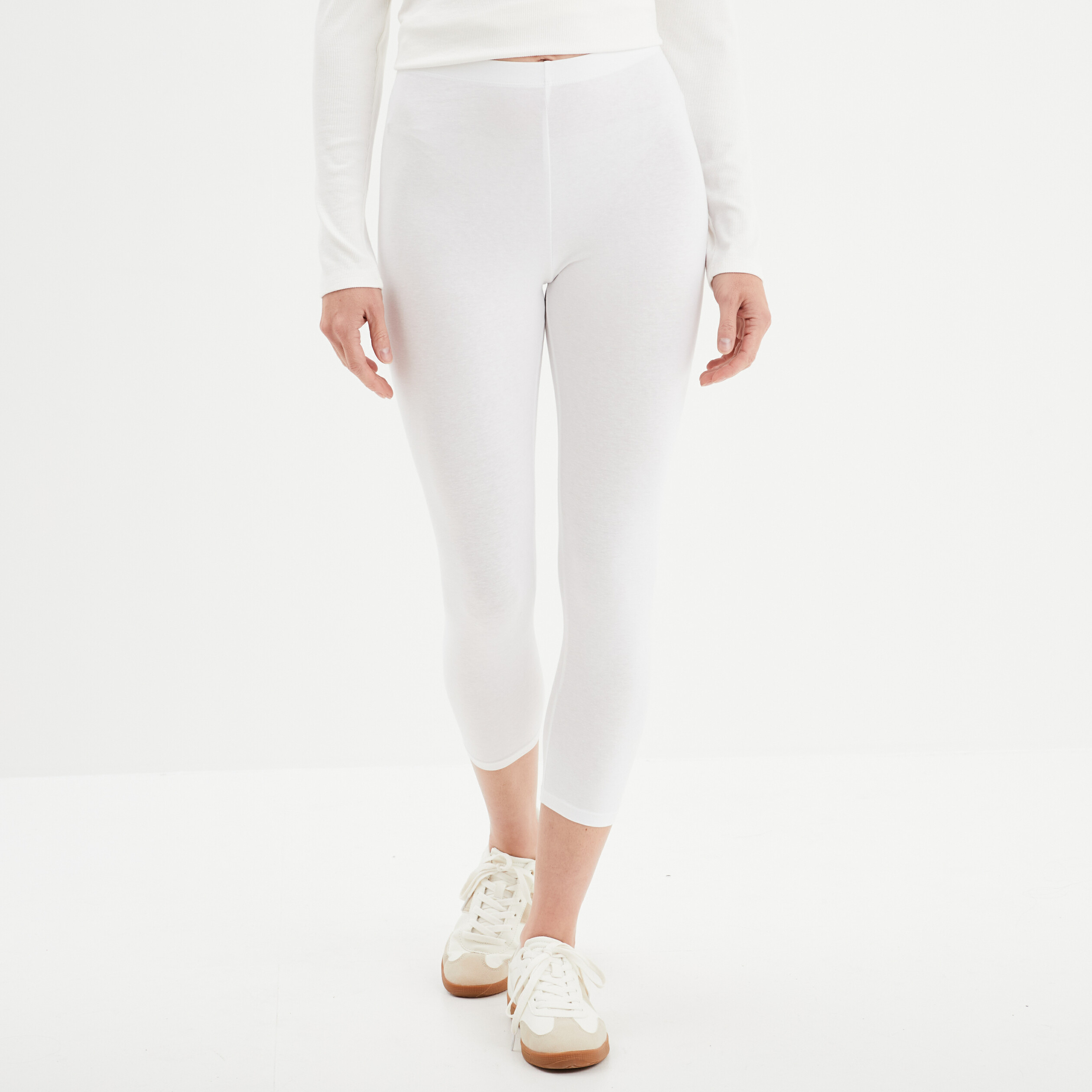 legging 78eme taille elastiquee blanc femme Legging 7/8ème taille élastiquée blanc femme