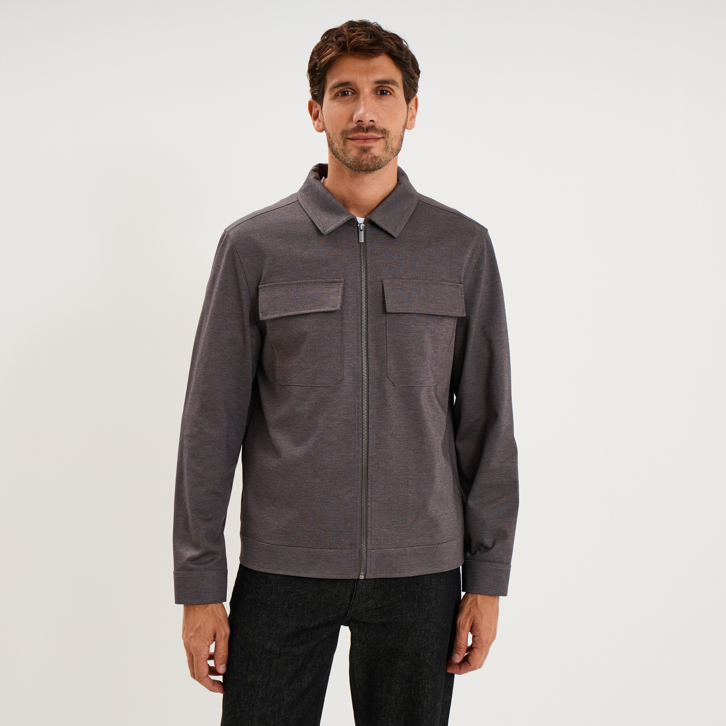 Surchemise zipp&eacute;e s&eacute;chage rapide gris homme
