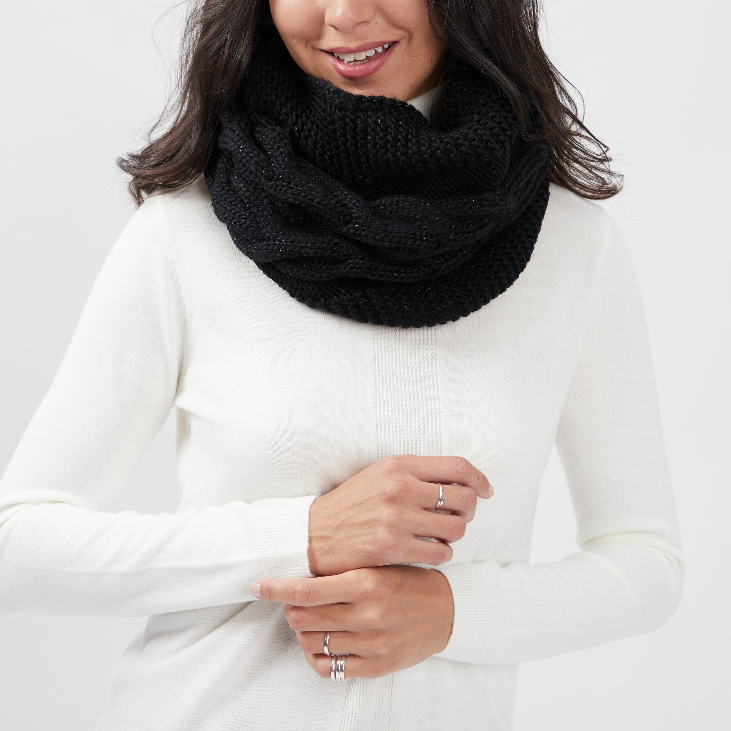 Snood avec torsades noir femme