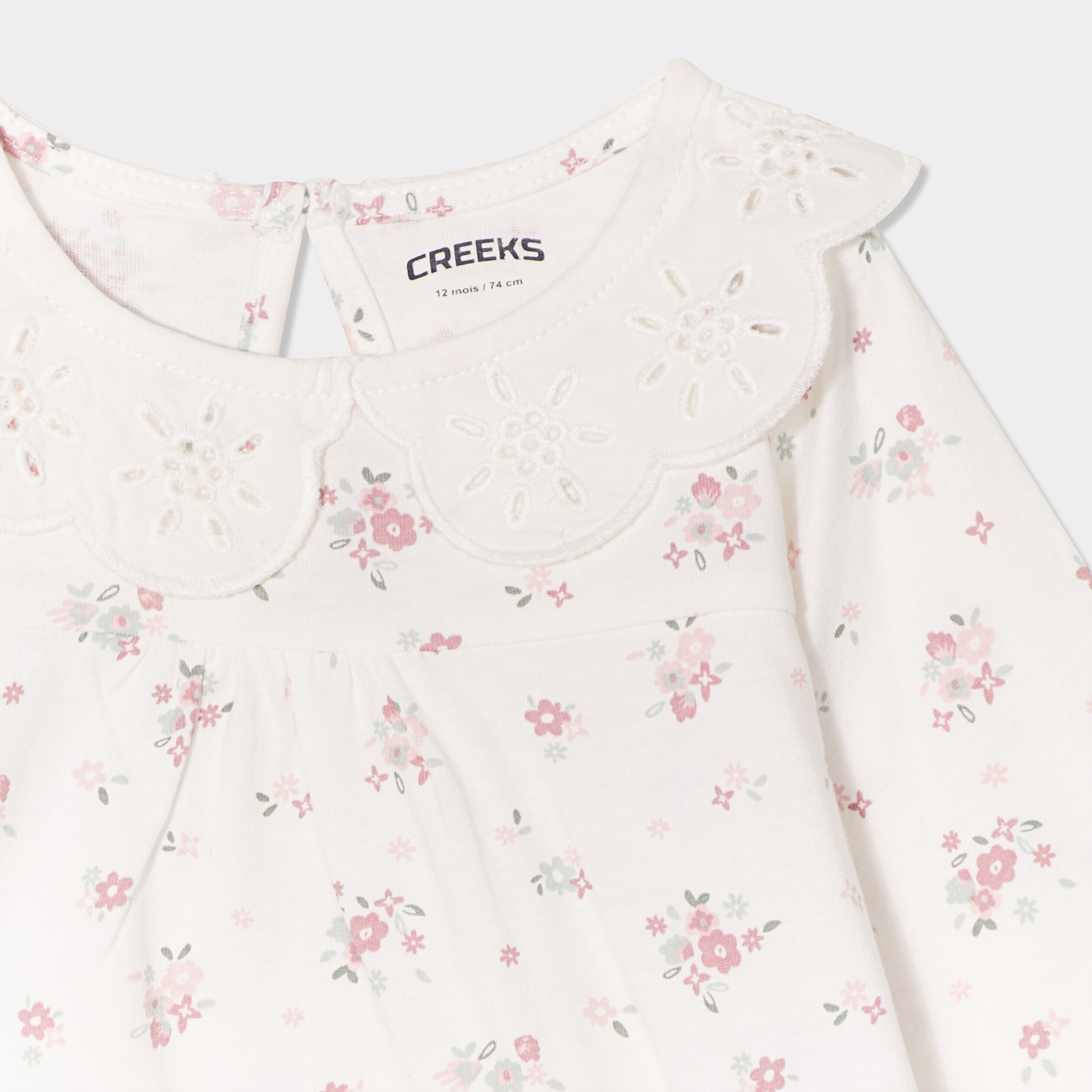 t shirt col claudine broderie anglaise ecru bebef T-shirt col claudine broderie anglaise ecru bébé fille