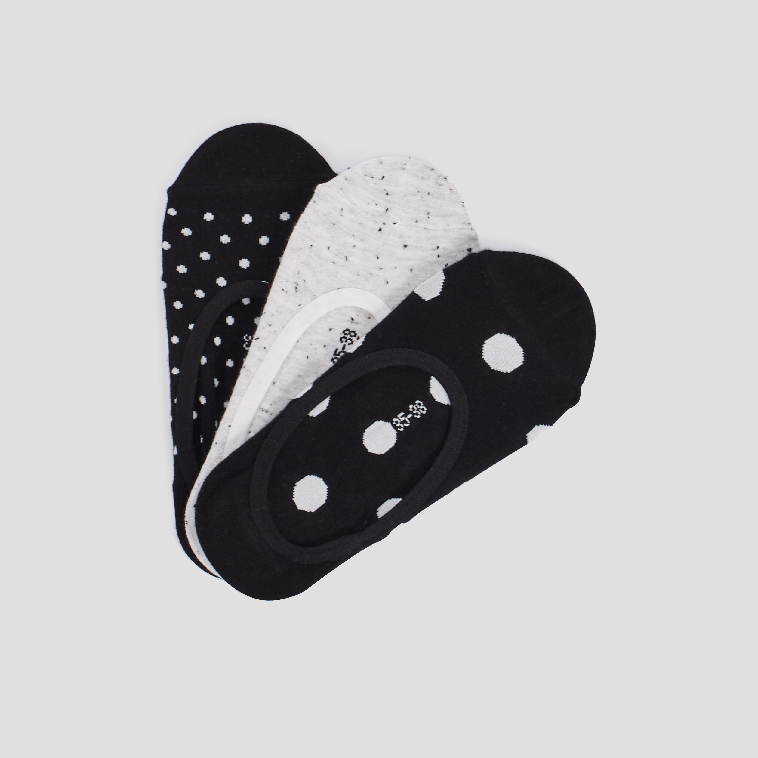 lot 3 paires socquettes protege bas multicolore femme Lot 3 paires socquettes protège-bas multicolore femme
