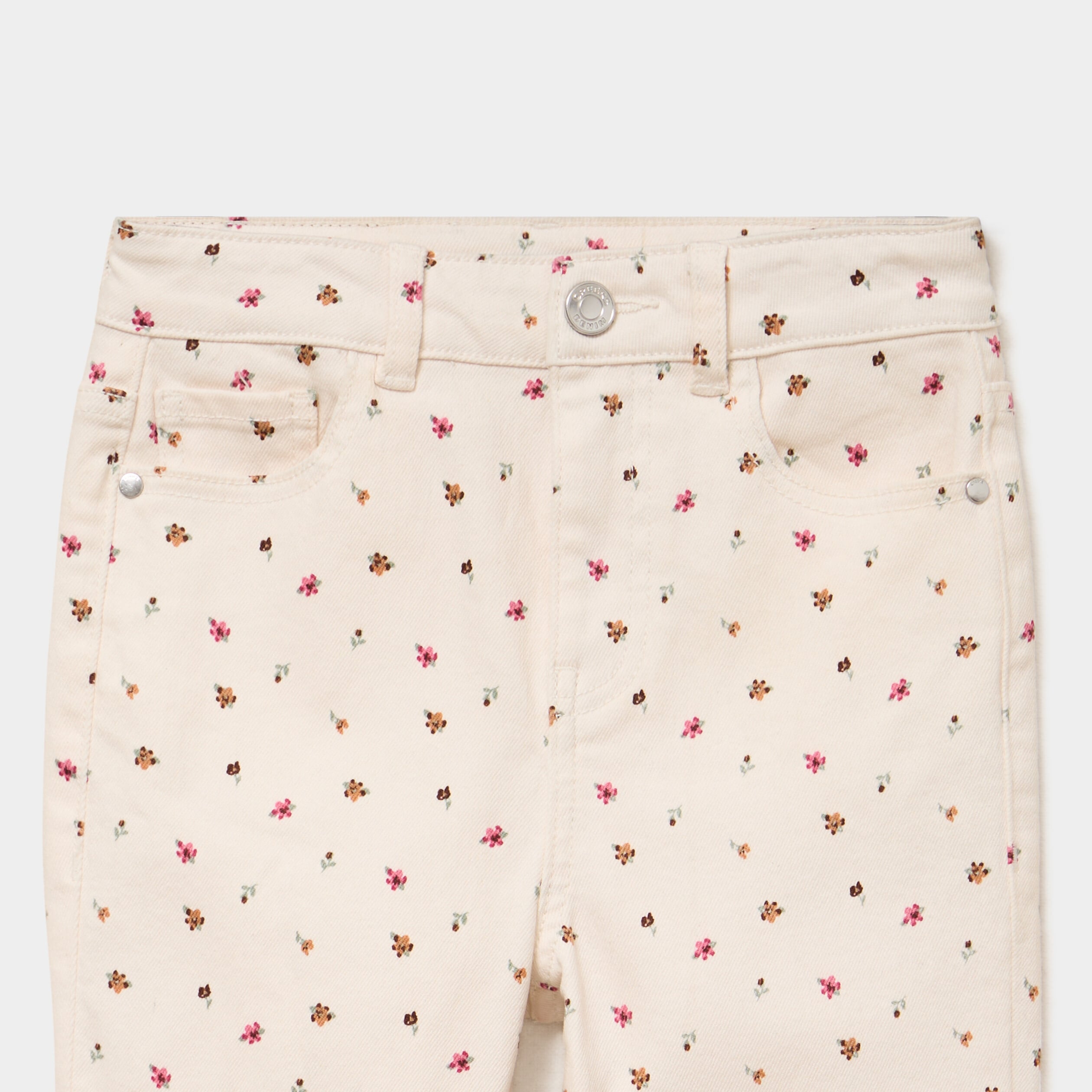 Pantalon flare stretch 5 poches beige fille