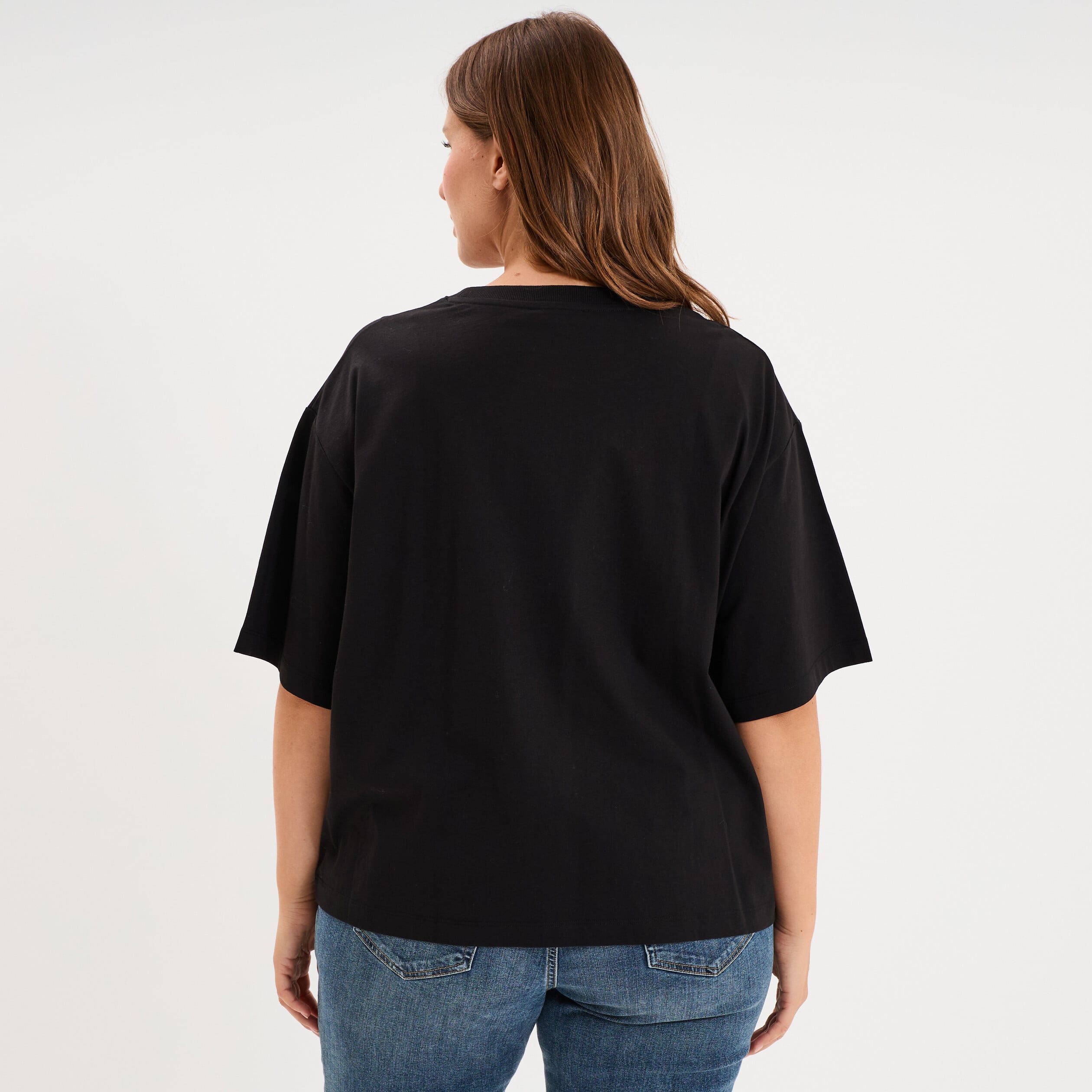 T-shirt oversize &agrave; sequins coton noir femme grande taille