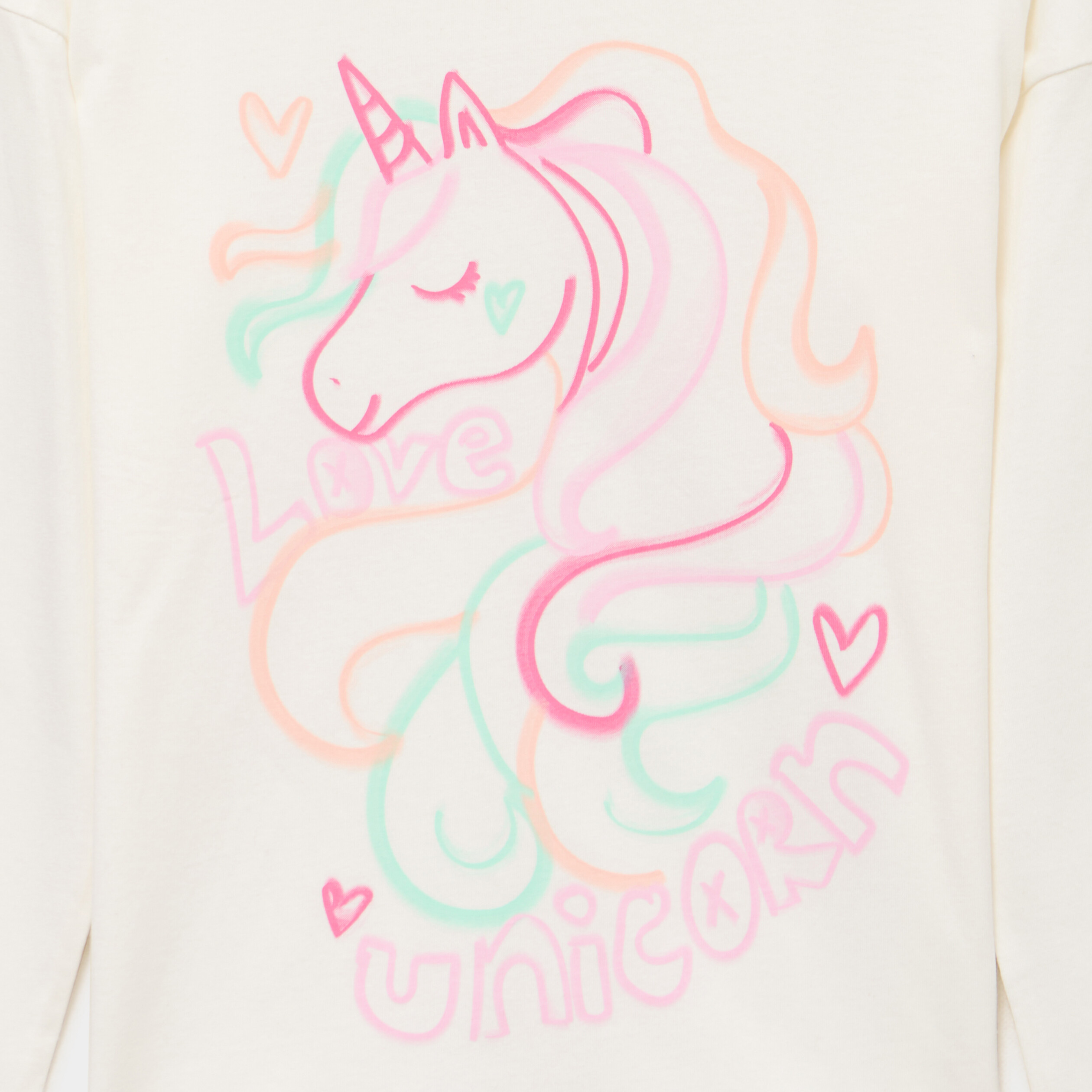 T-shirt manches longues coton ivoire fille