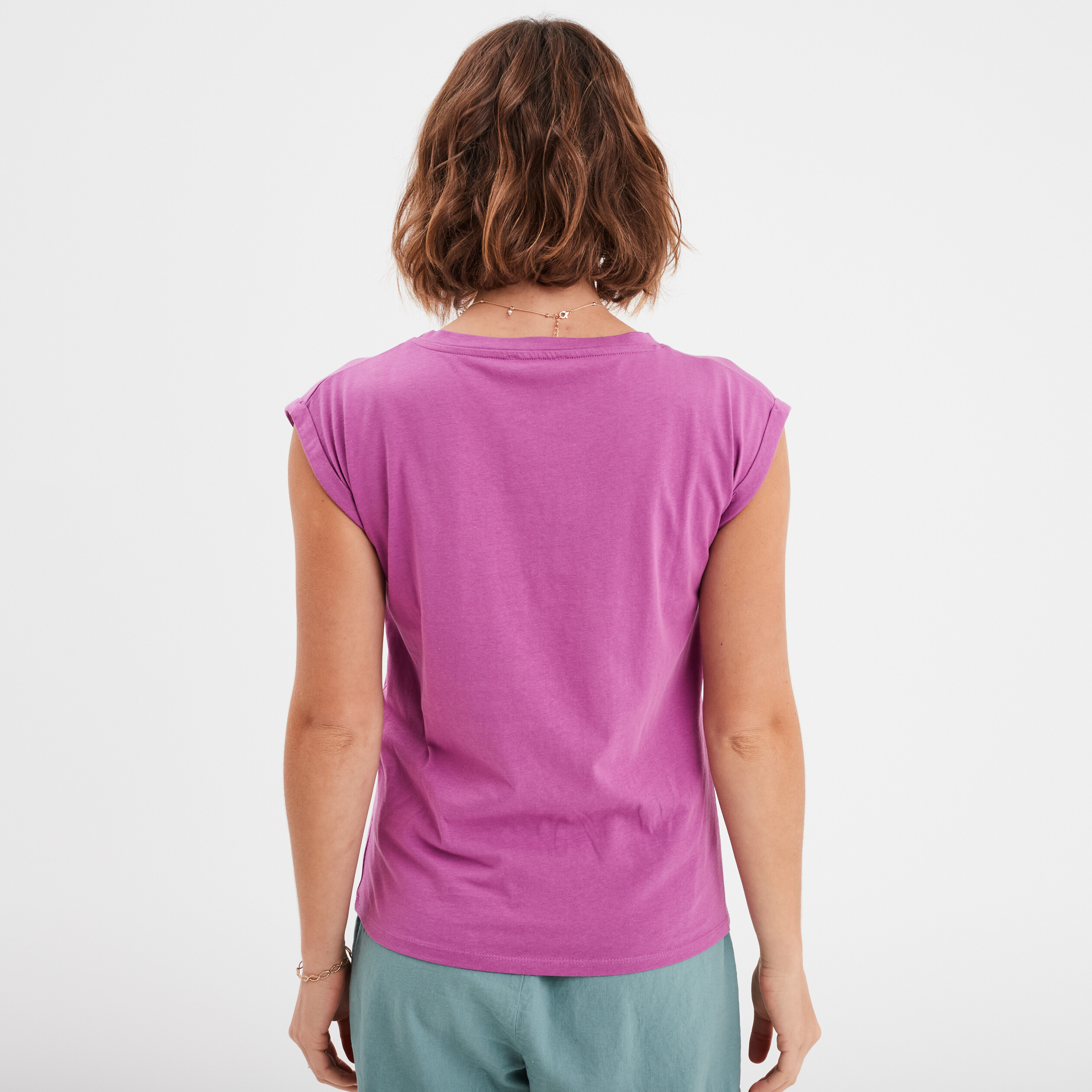 t shirt col rond manches courtes violet femme T-shirt col rond manches courtes violet femme