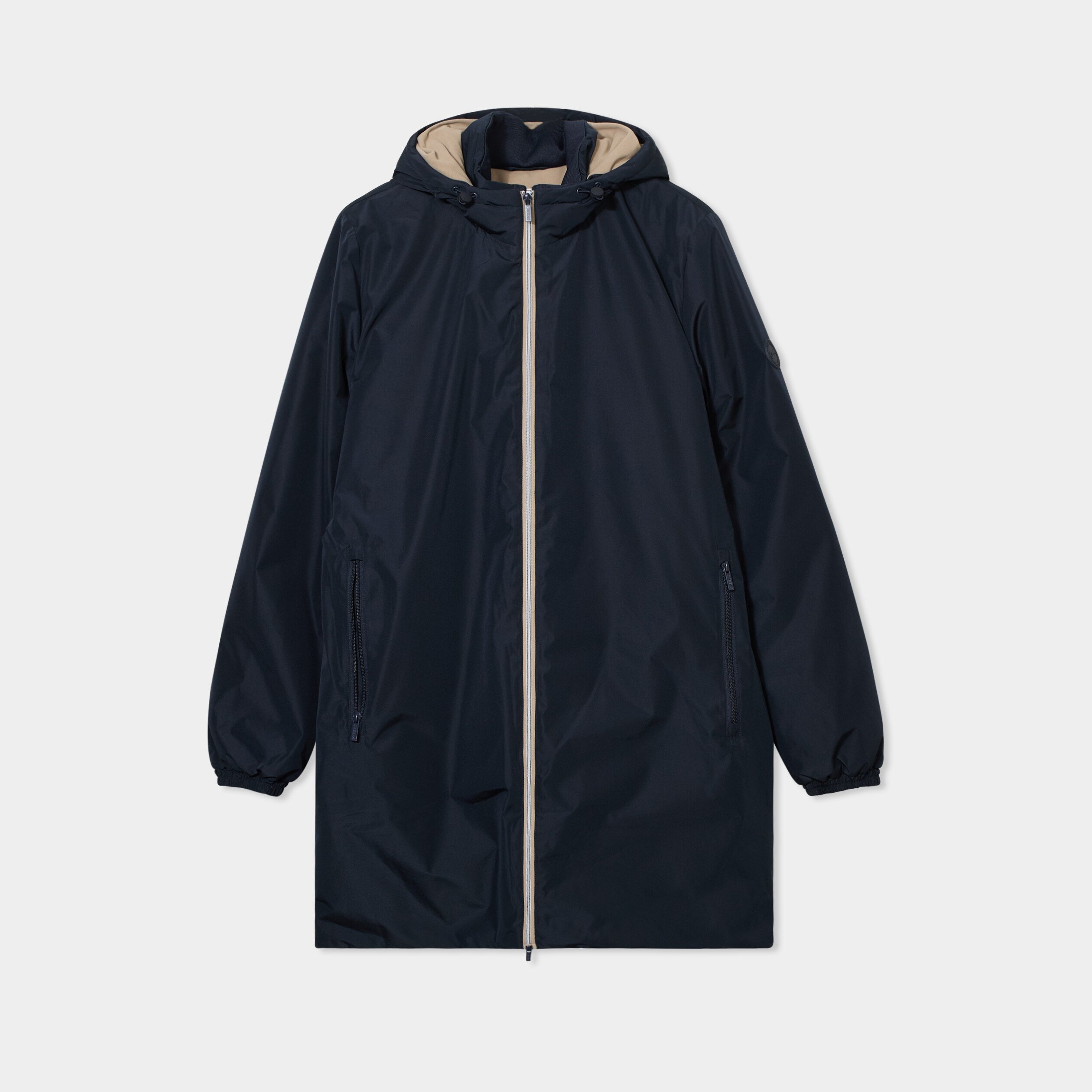 parka deperlante doublee a capuche bleu fonce homme Parka déperlante doublée à capuche bleu foncé homme
