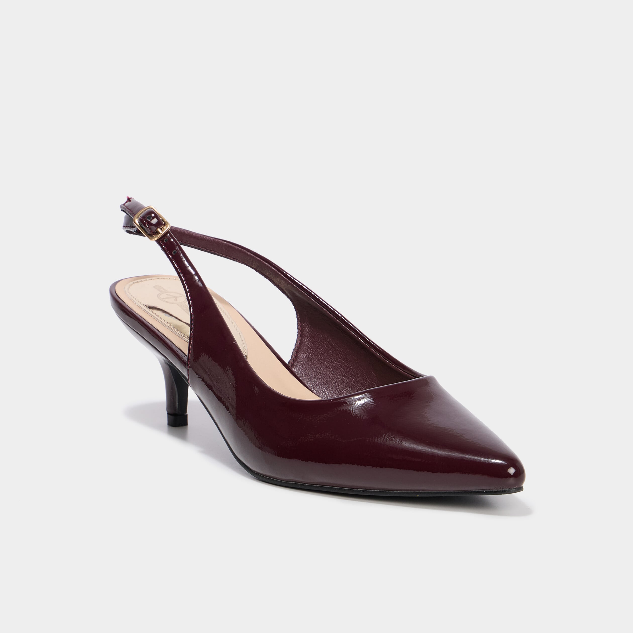 Escarpins vernis &agrave; talons bordeaux femme