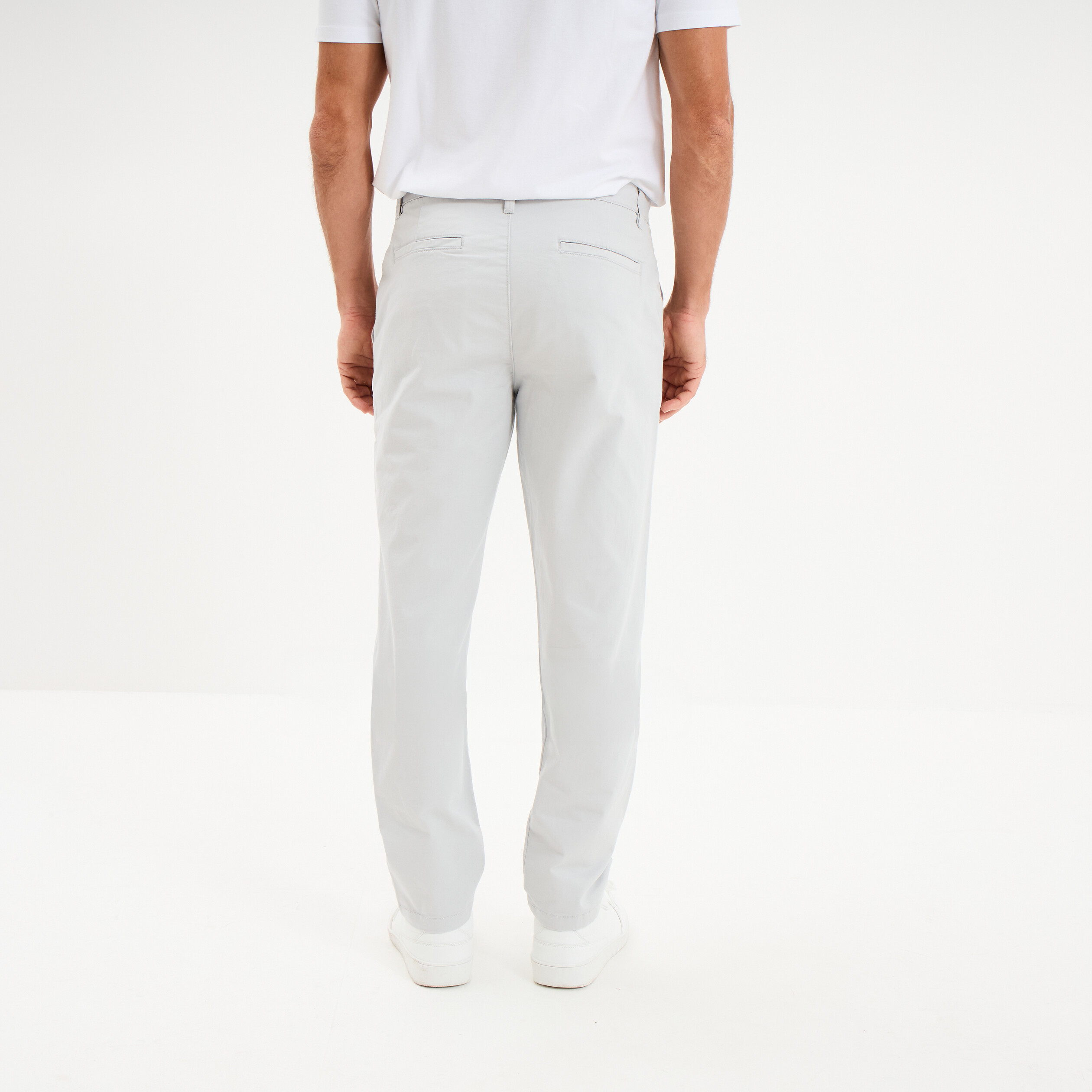 Pantalon chino droit stretch gris clair homme