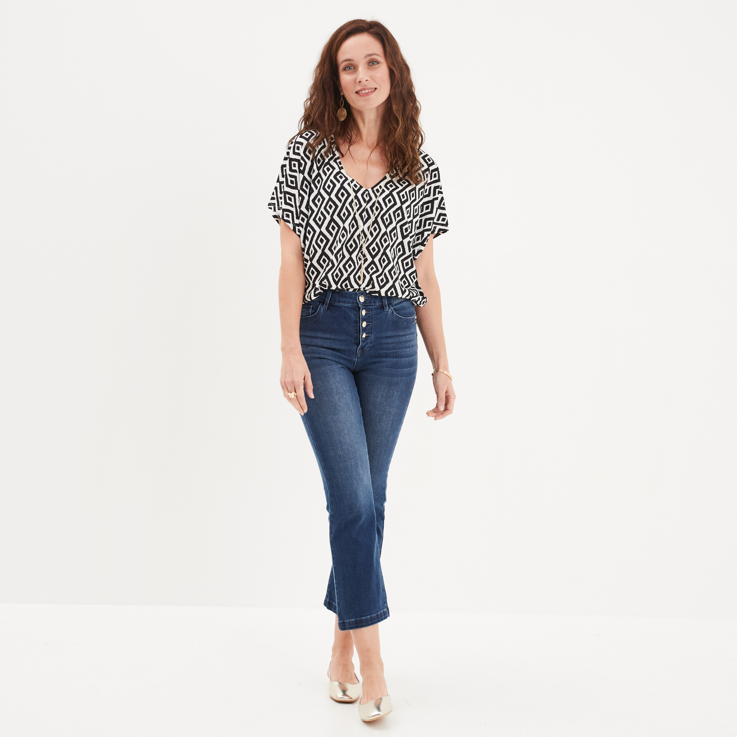 t shirt col en v bijou mosquitos ecru femme T-shirt col en V bijou Mosquitos ecru femme