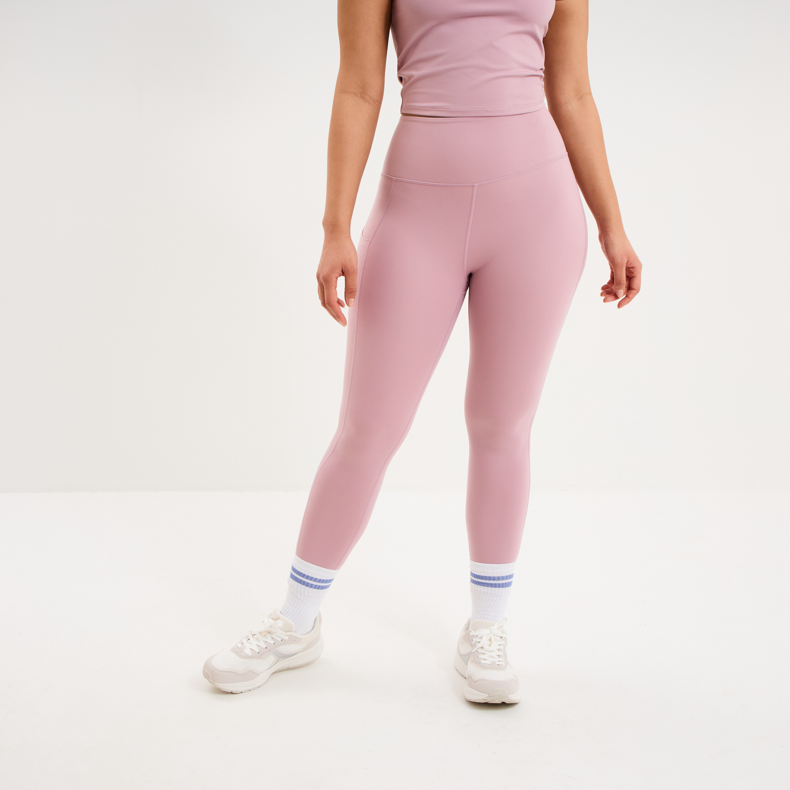 Legging de sport taille haute mauve femme