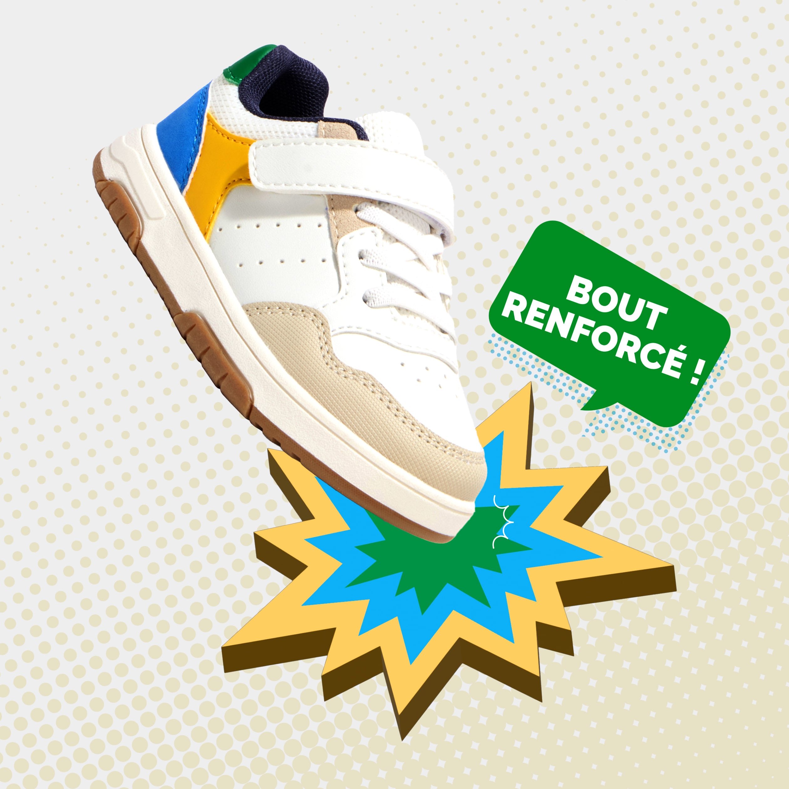 Baskets &agrave; scratchs bout renforc&eacute; multicolore gar&ccedil;on