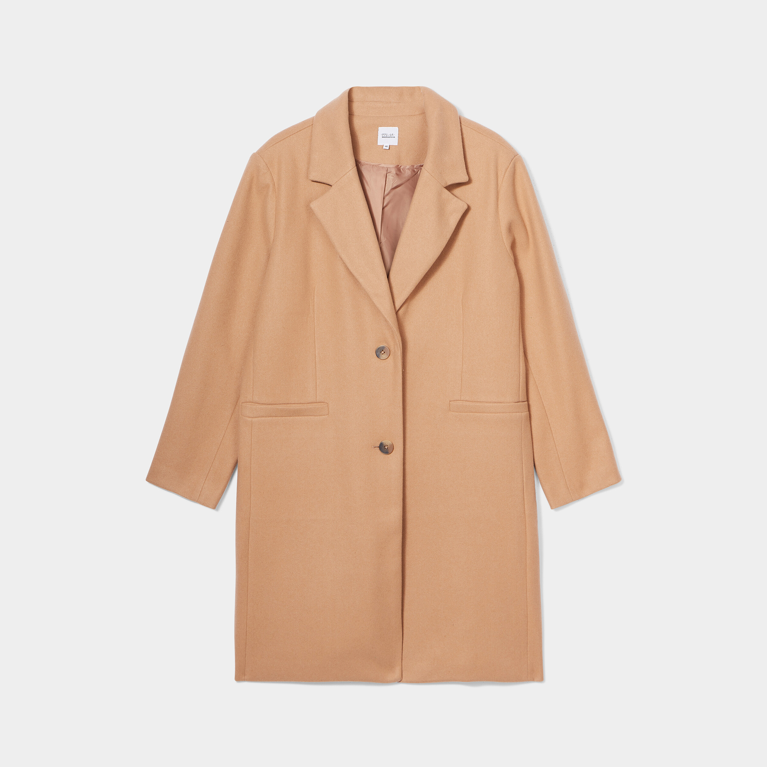 manteau long boutonne marron clair femmegt Manteau long boutonné marron clair femme grande taille