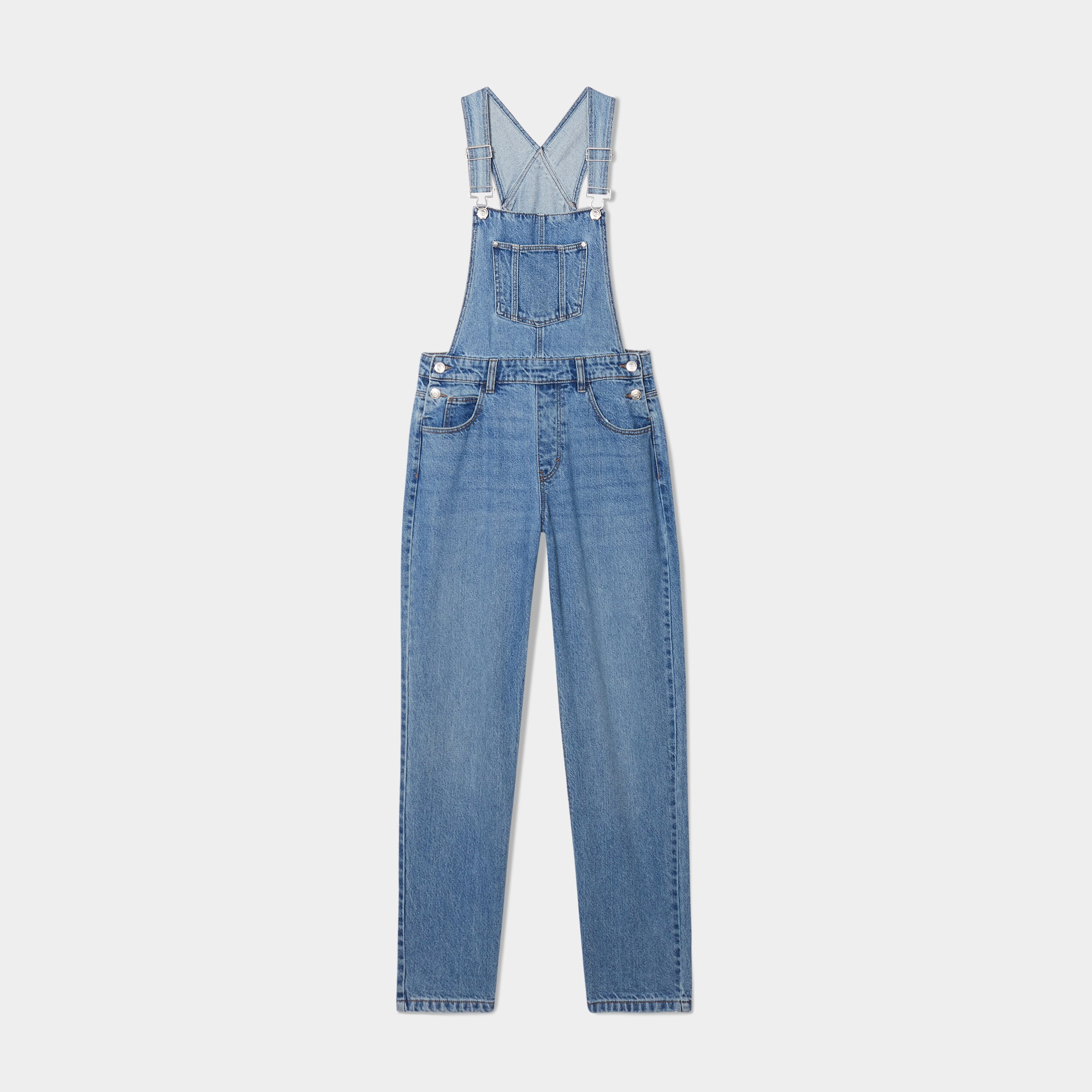 salopette en jean mom boutonnee denim double stone femme Salopette en jean mom boutonnée denim double stone femme