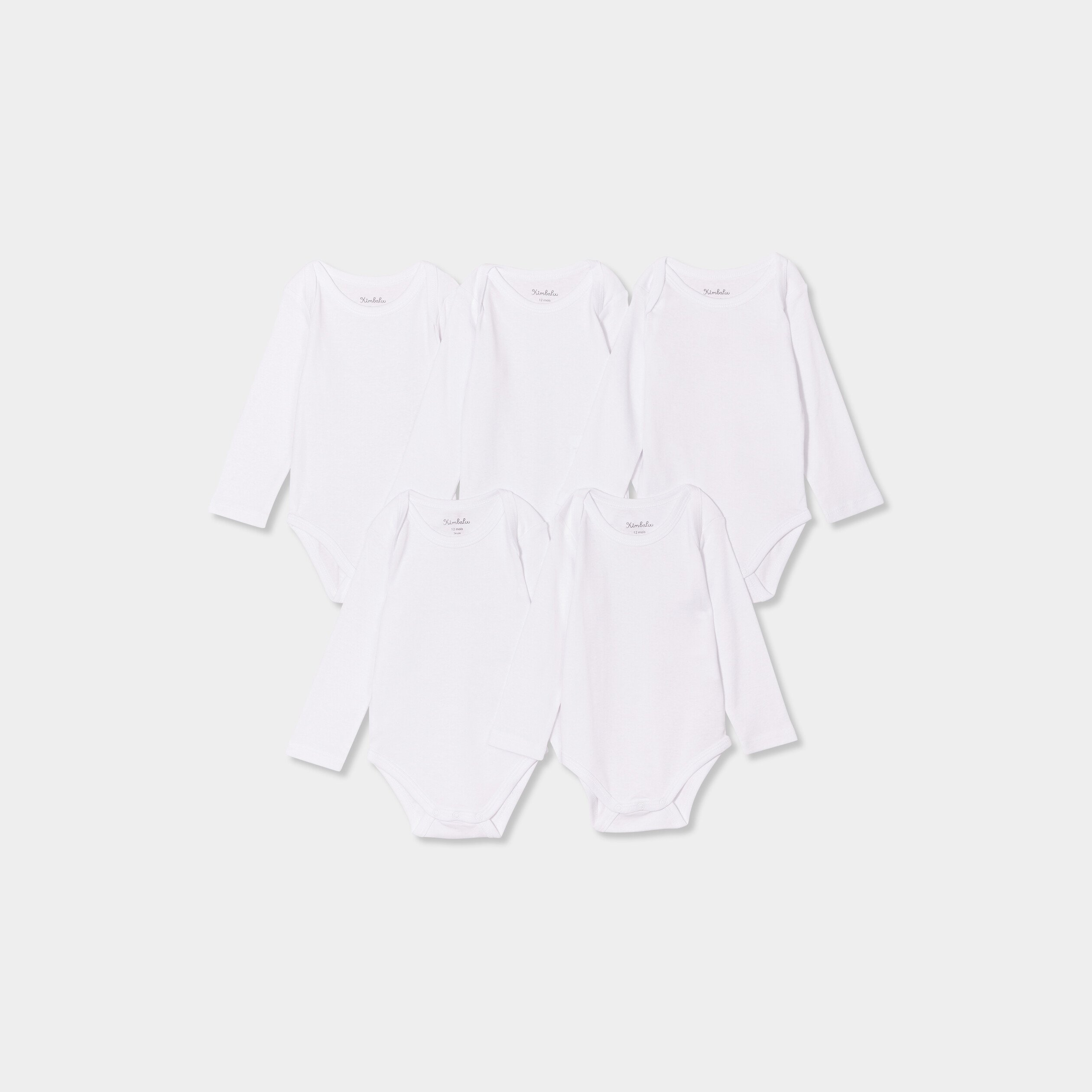 lot 5 bodies us manches longues coton blanc bebe Lot 5 bodies US manches longues coton blanc bébé