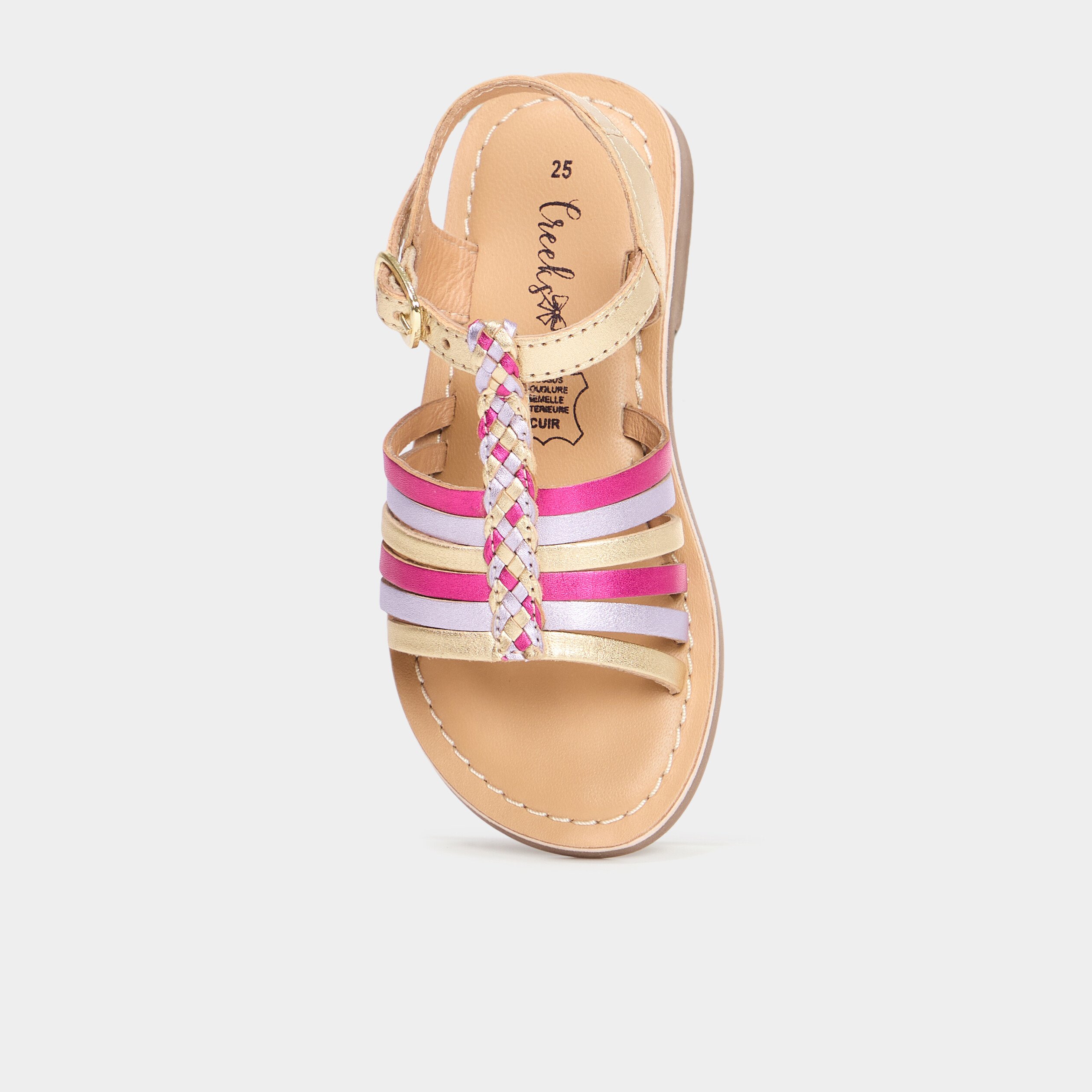 sandales plates en cuir multicolore fille Sandales plates en cuir multicolore fille