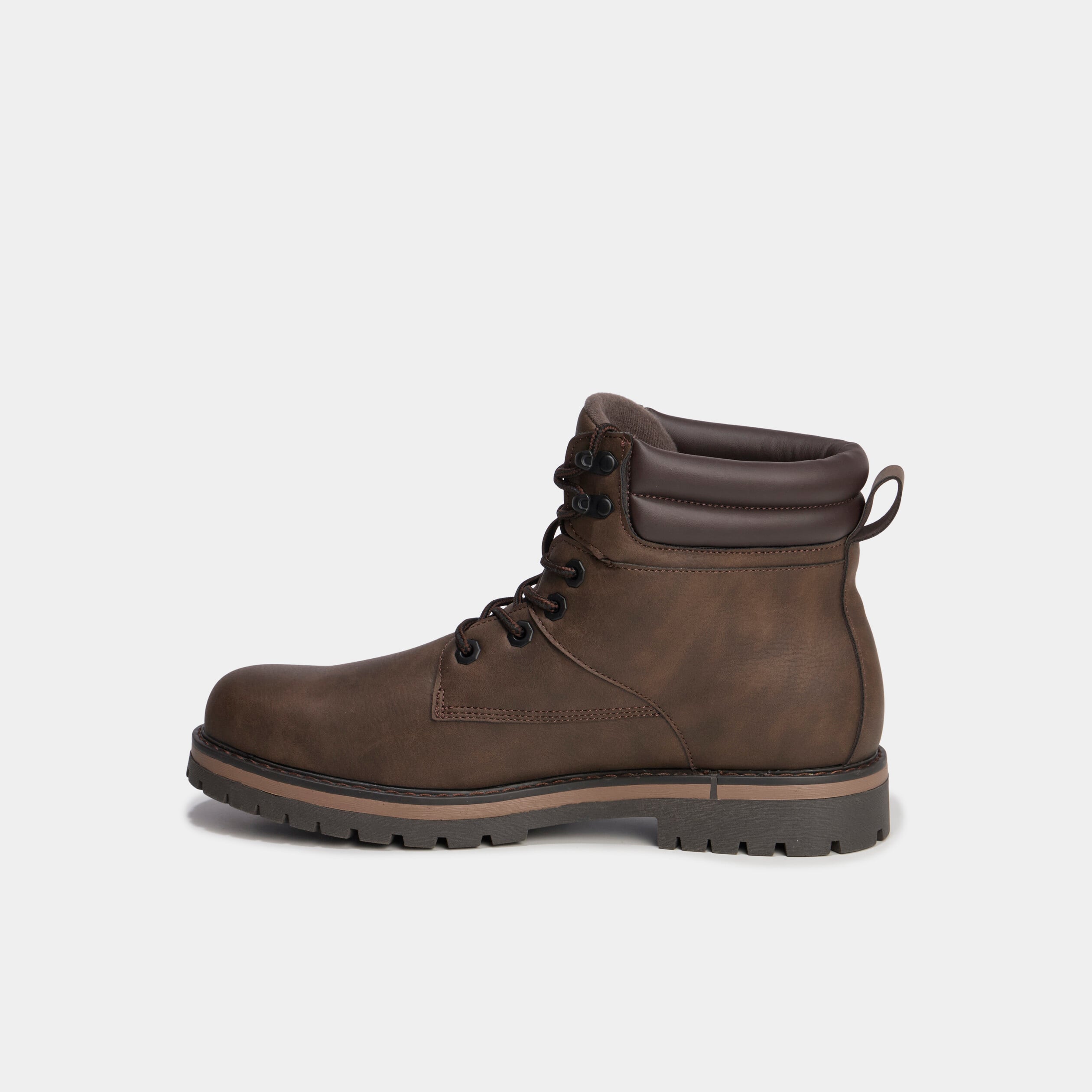 Bottines &agrave; bout rond lacets marron homme