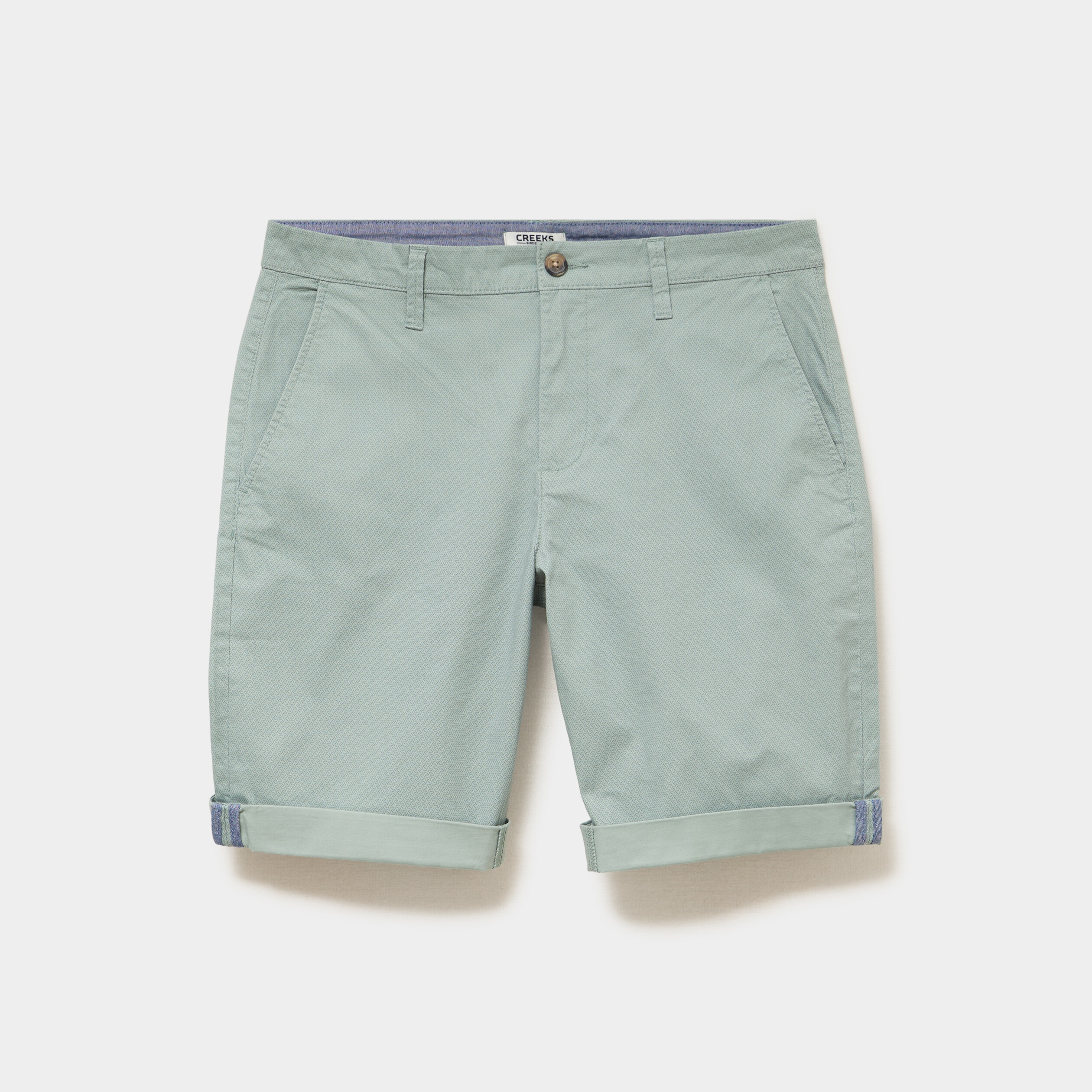 Bermuda short chino droit coton stretch vert olive homme