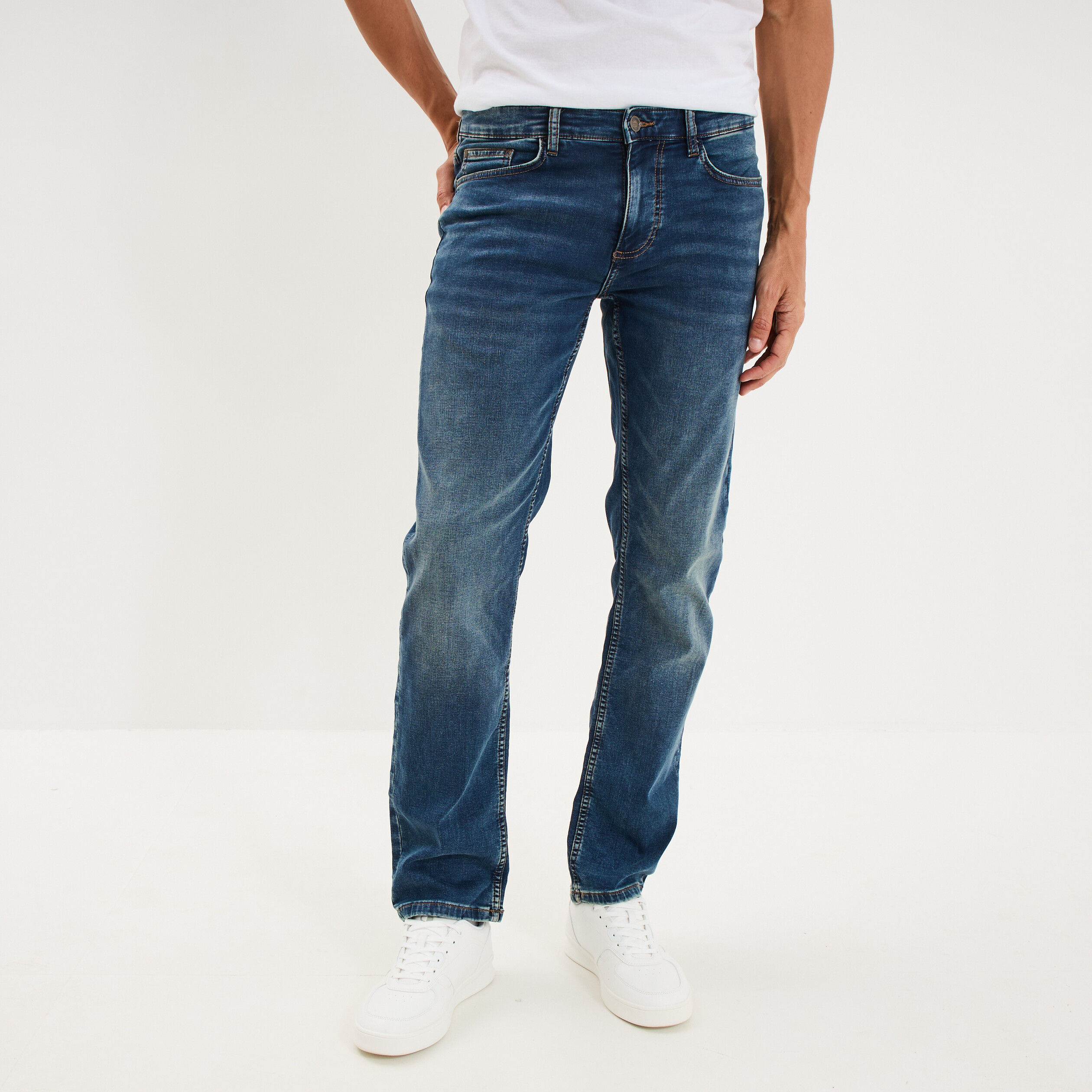Jean stretch coupe regular denim dirty homme