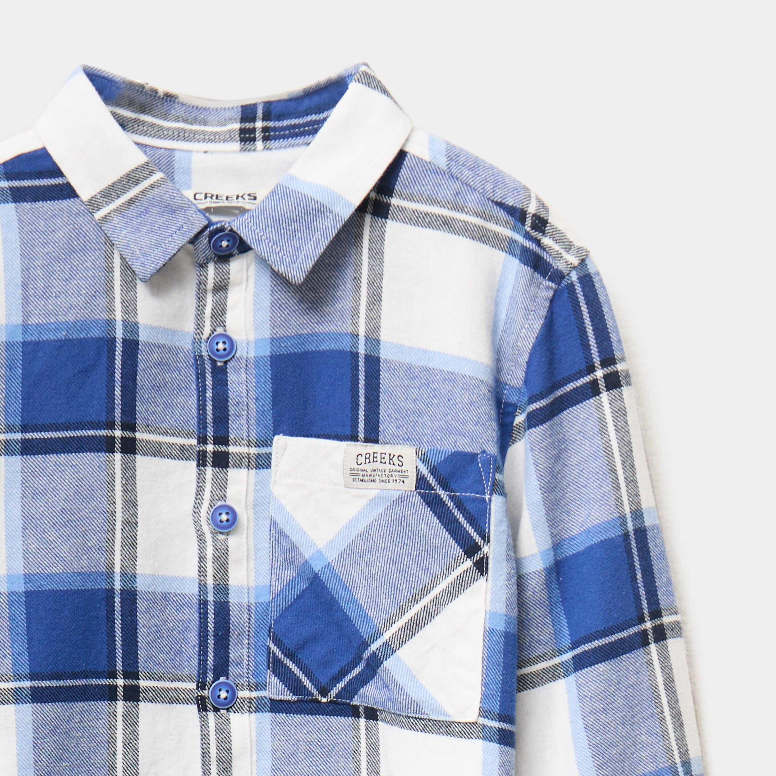 chemise 1 poche manches longues coton bleu roi garcon Chemise 1 poche manches longues coton bleu roi garçon