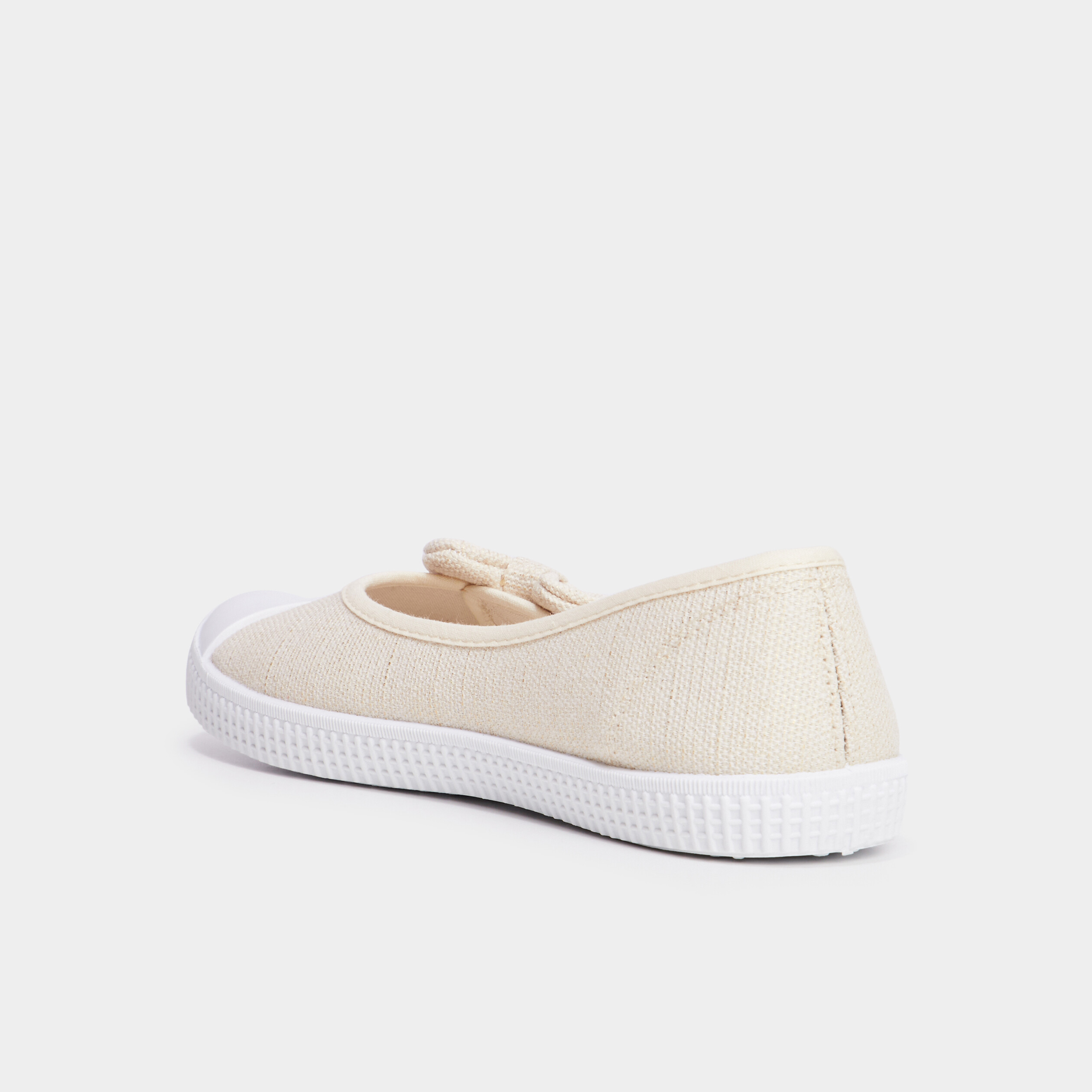 ballerines en toile avec noeuds sable femme Ballerines en toile avec noeuds sable femme