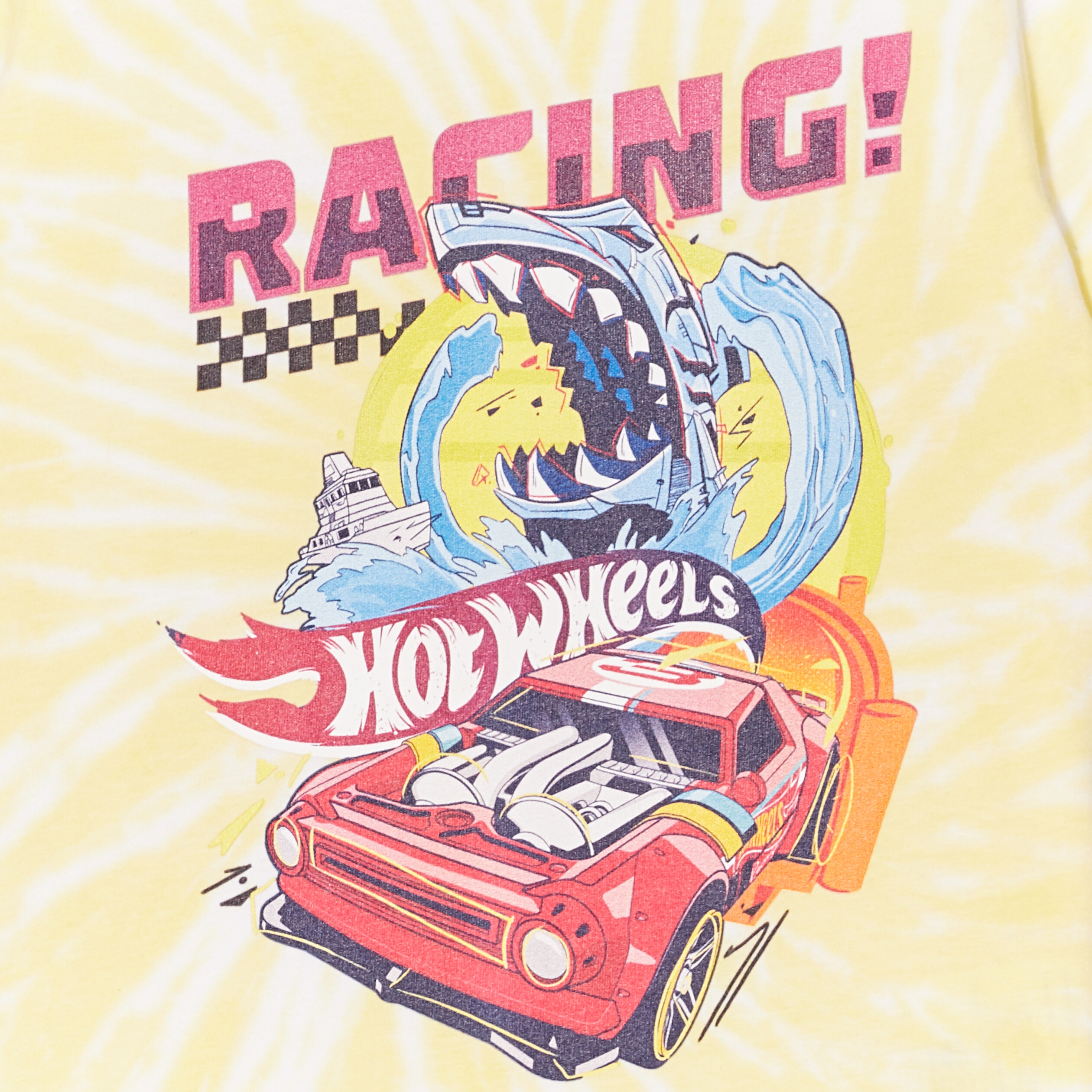 t shirt manches courtes hot wheels jaune garcon T-shirt manches courtes Hot Wheels jaune garçon