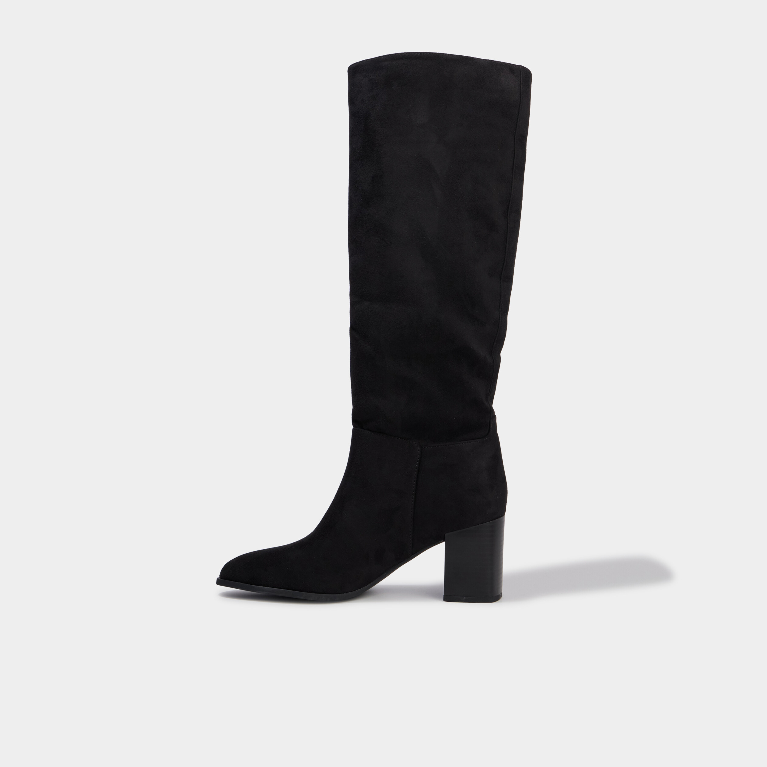 Bottes hautes &agrave; talons su&eacute;dine noir femme