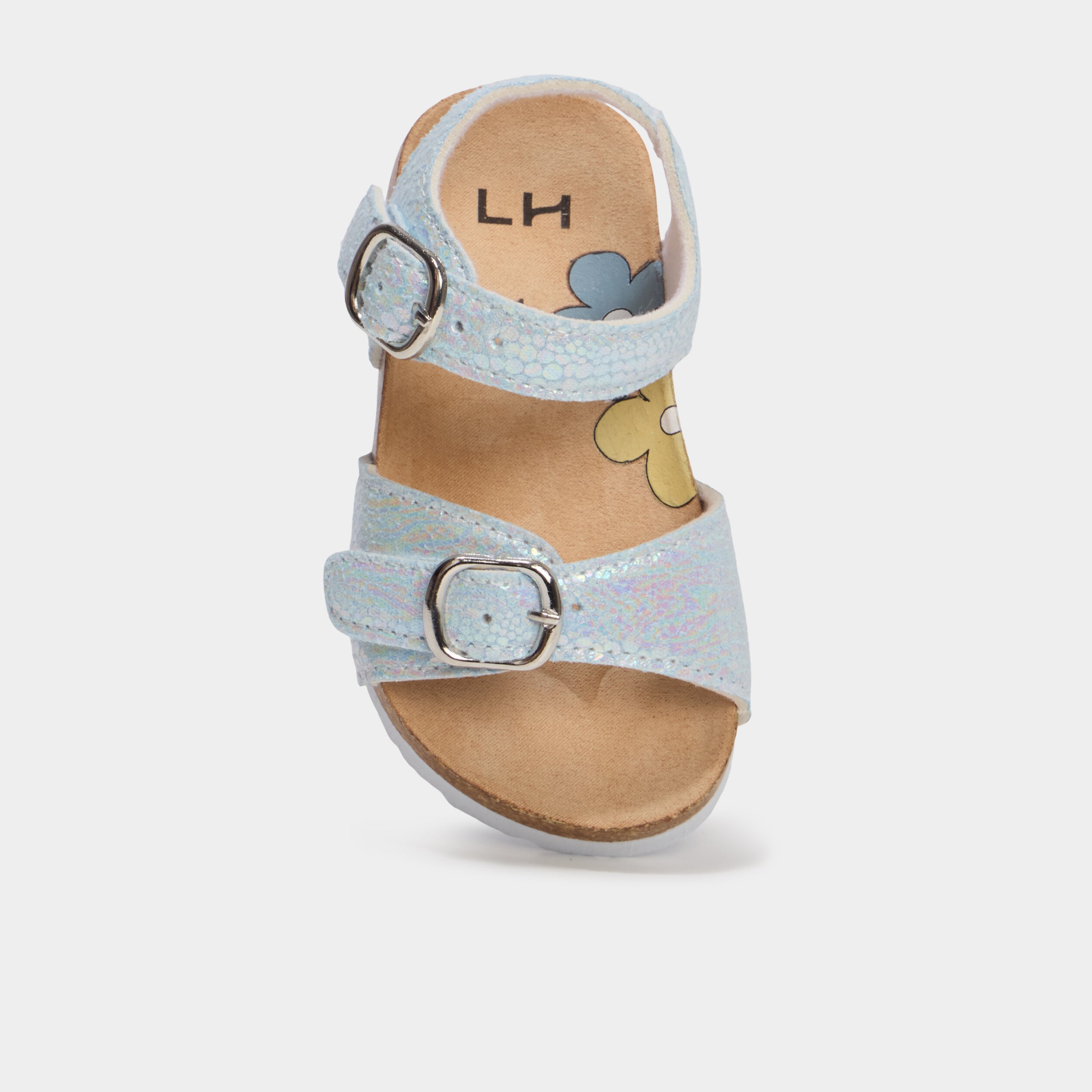Sandales &agrave; paillettes et boucles bleu ciel b&eacute;b&eacute; fille