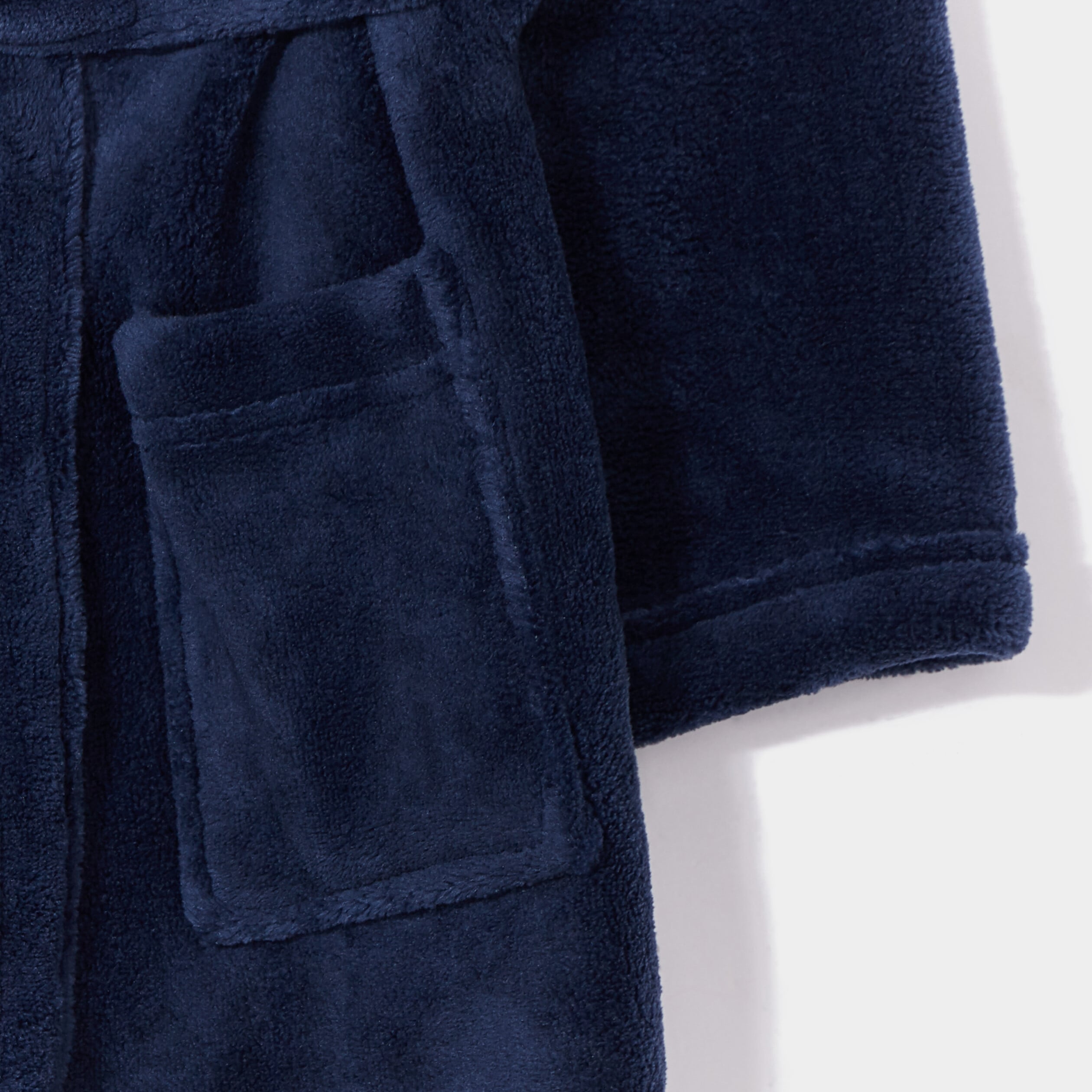 Peignoir ceintur&eacute; effet polaire capuche bleu marine gar&ccedil;on