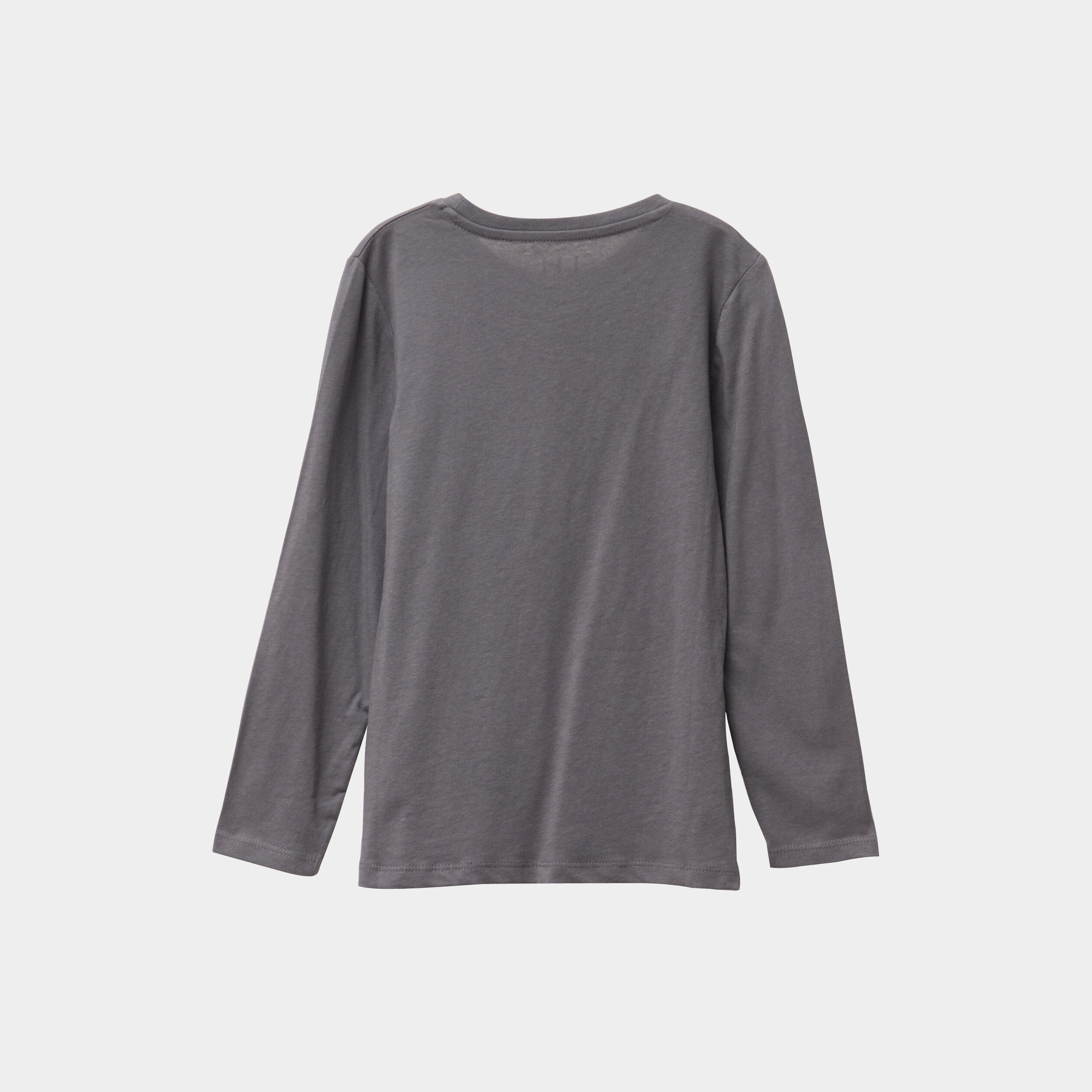 t shirt col rond manches longues coton gris fonce garcon T-shirt col rond manches longues coton gris foncé garçon