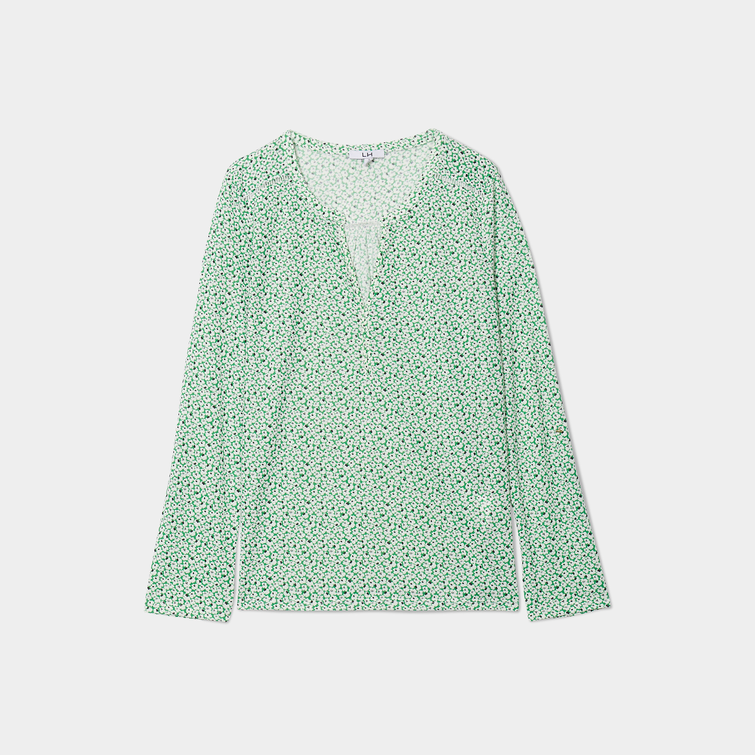 t shirt manches longues a revers vert femme T-shirt manches longues à revers vert femme