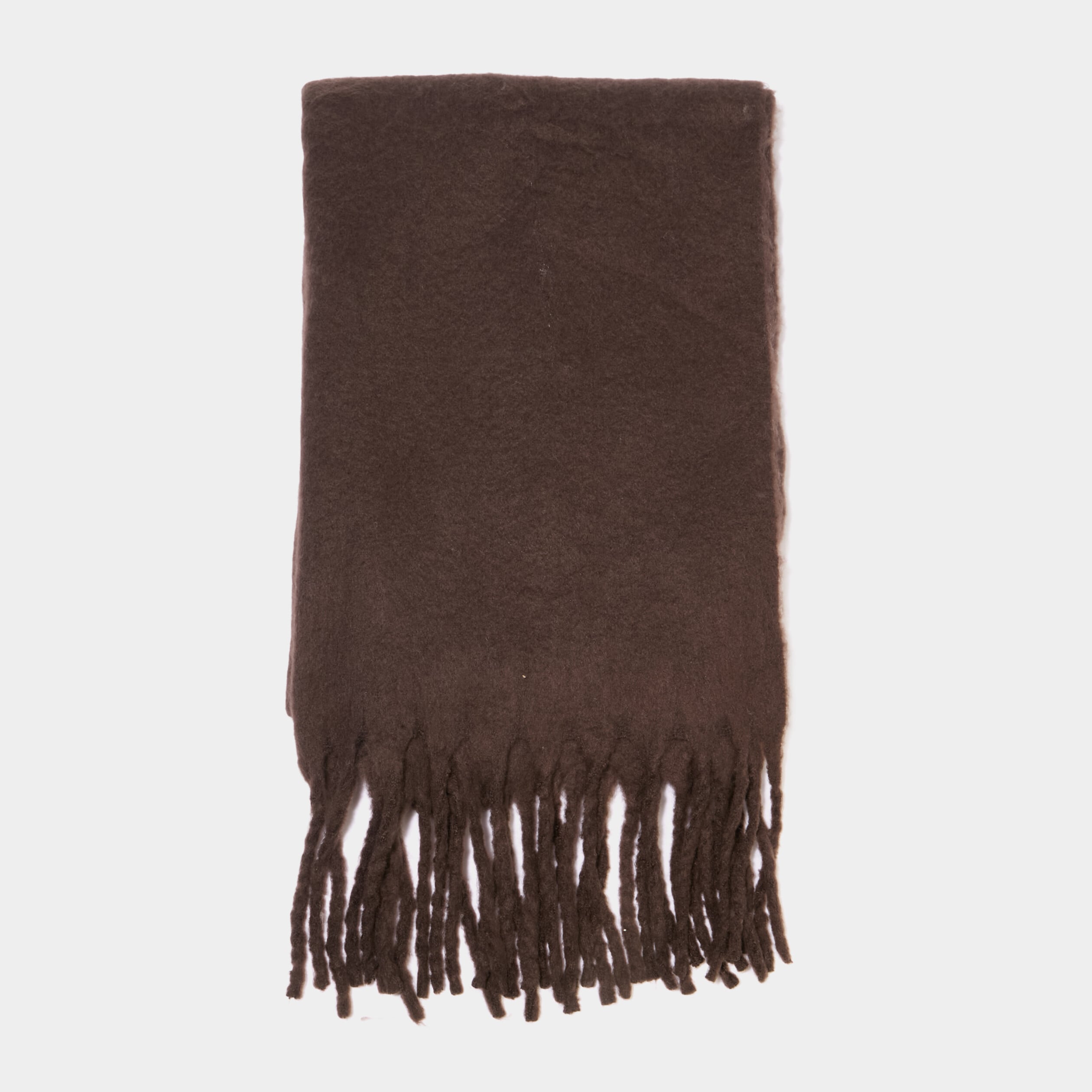 &Eacute;charpe &agrave; franges marron fonc&eacute; femme