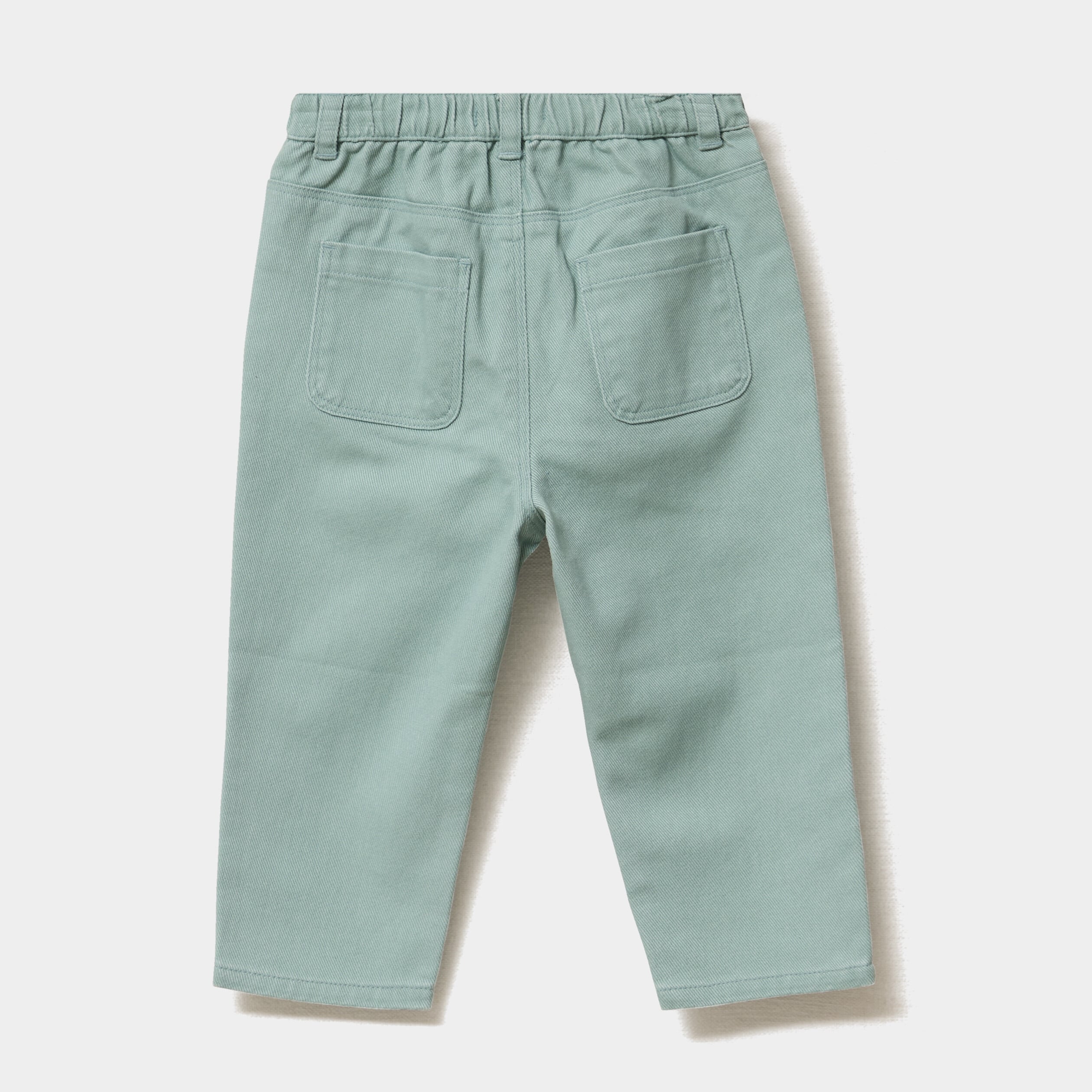 Pantalon ample brod&eacute; coton vert pastel b&eacute;b&eacute; fille