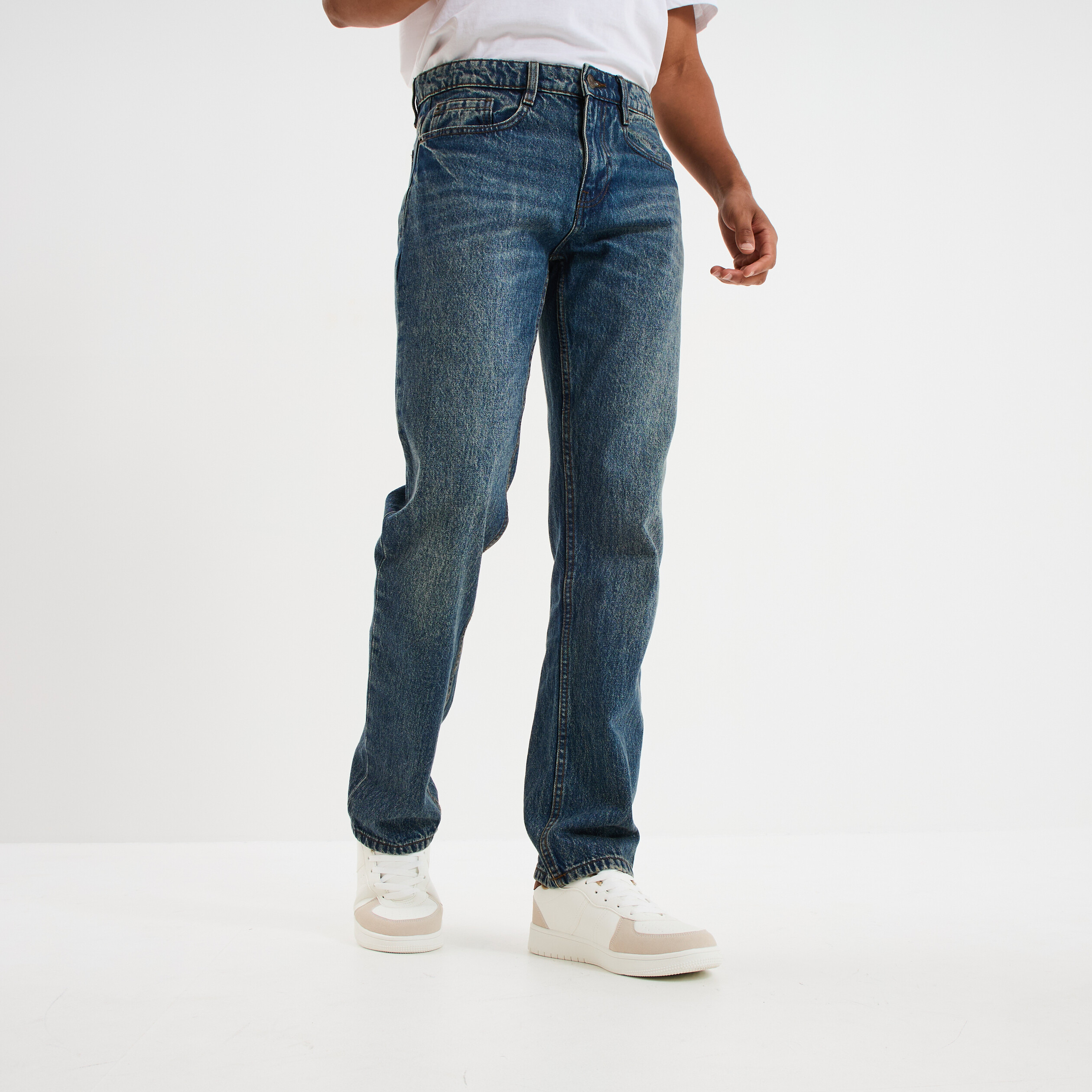 jeans regular 5 poches coton denim dirty homme Jeans regular 5 poches coton denim dirty homme