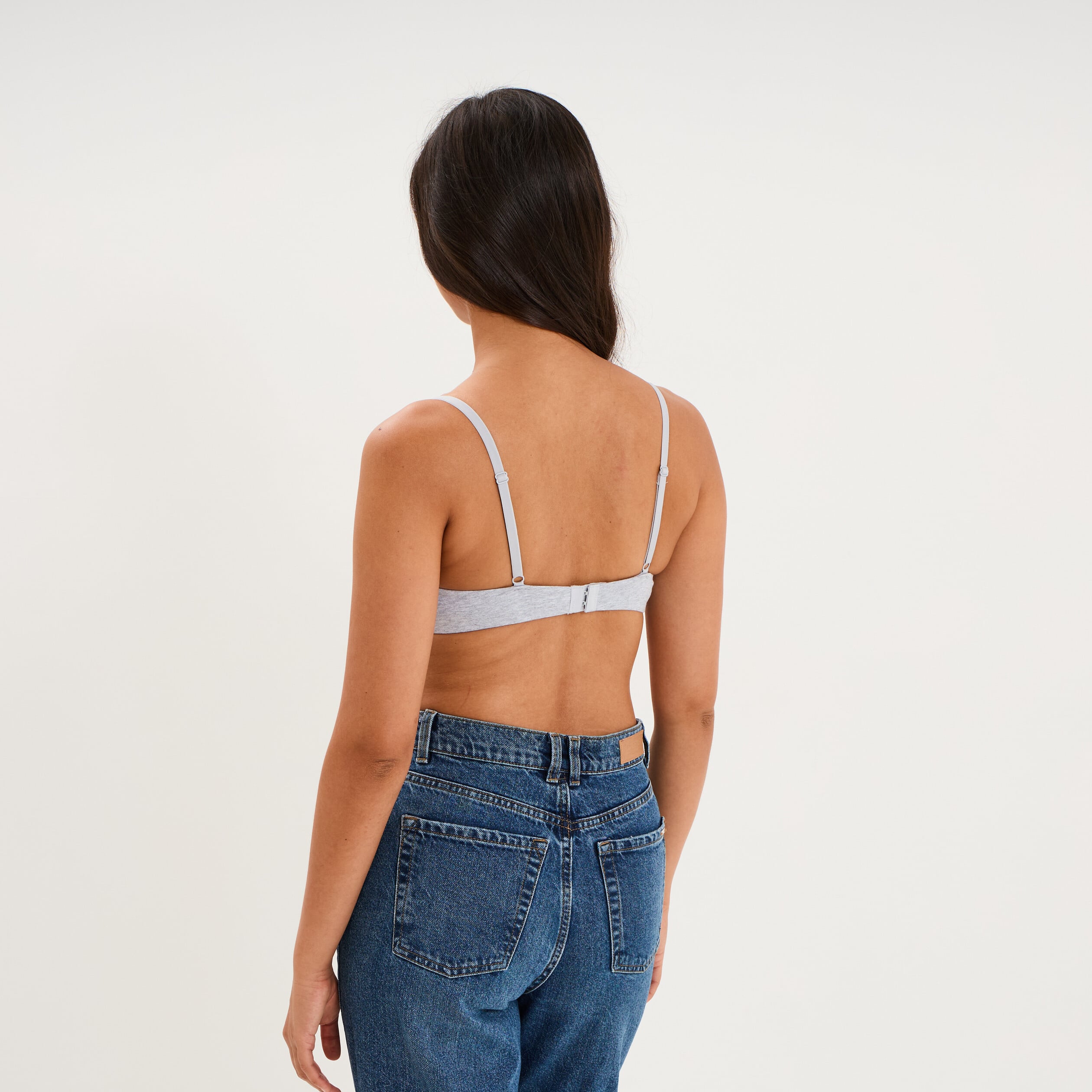 Soutien-gorge triangle coton majoritaire gris clair femme