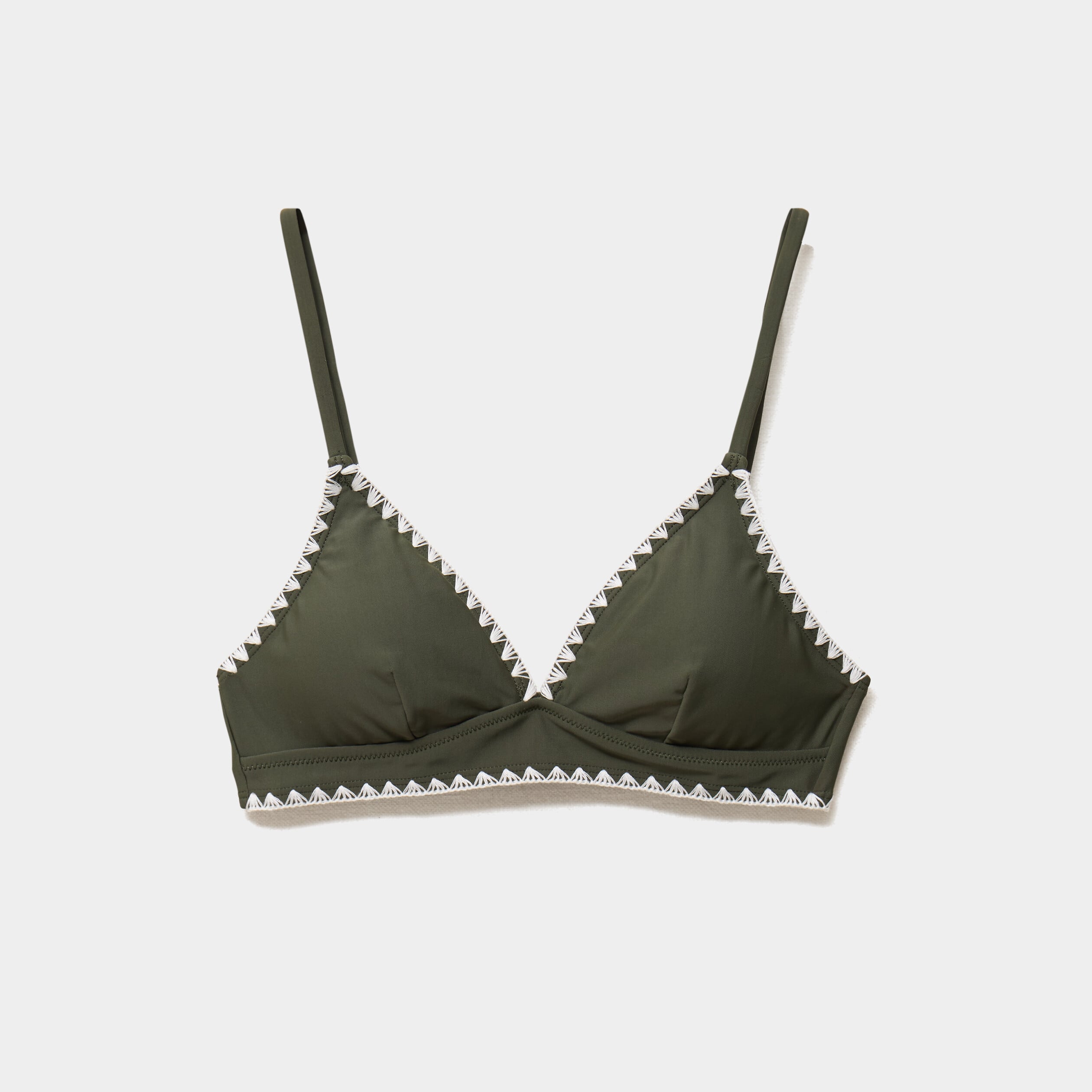 Haut de maillot de bain triangle vert kaki femme
