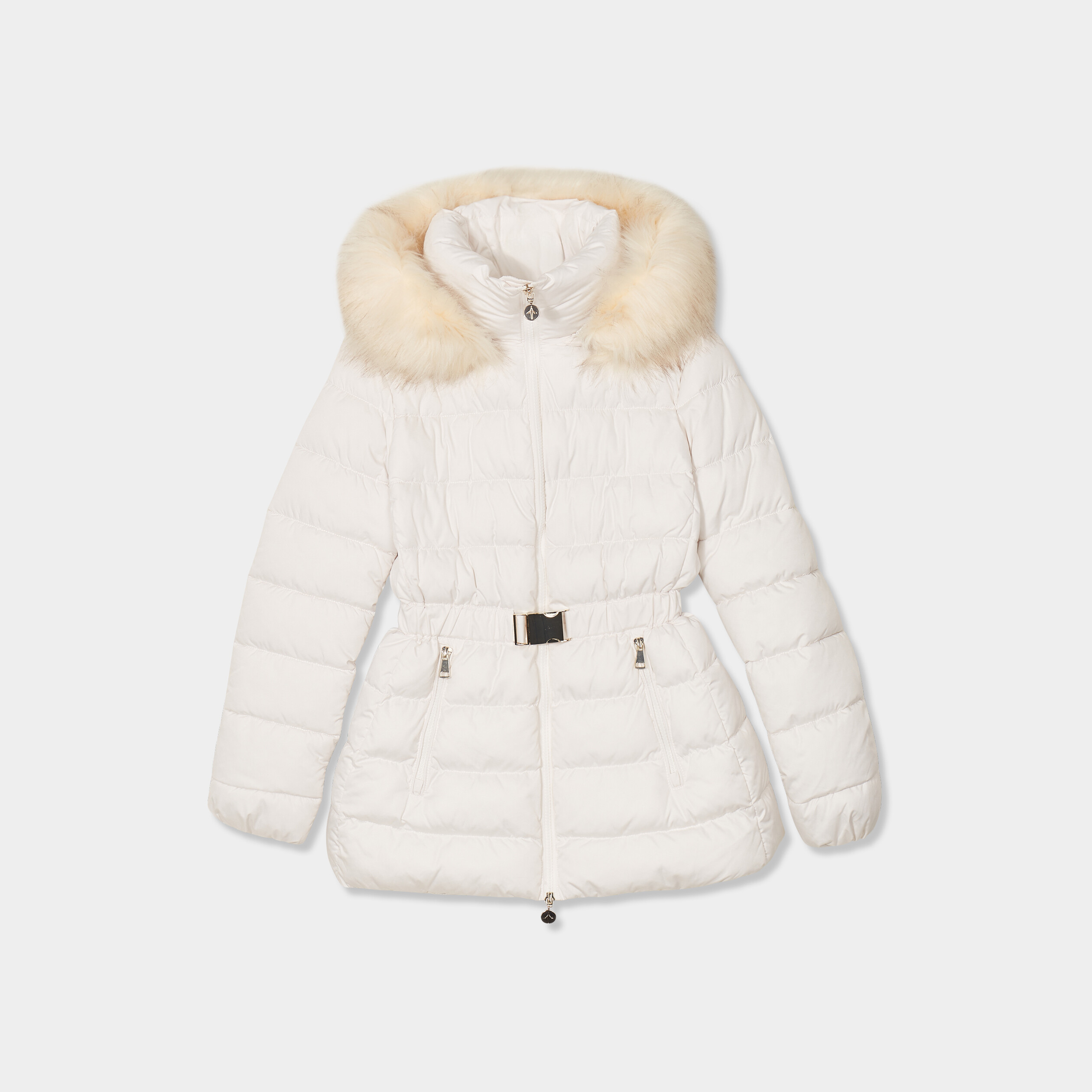 Doudoune avec capuche fausse fourrure ivoire femme | La Halle