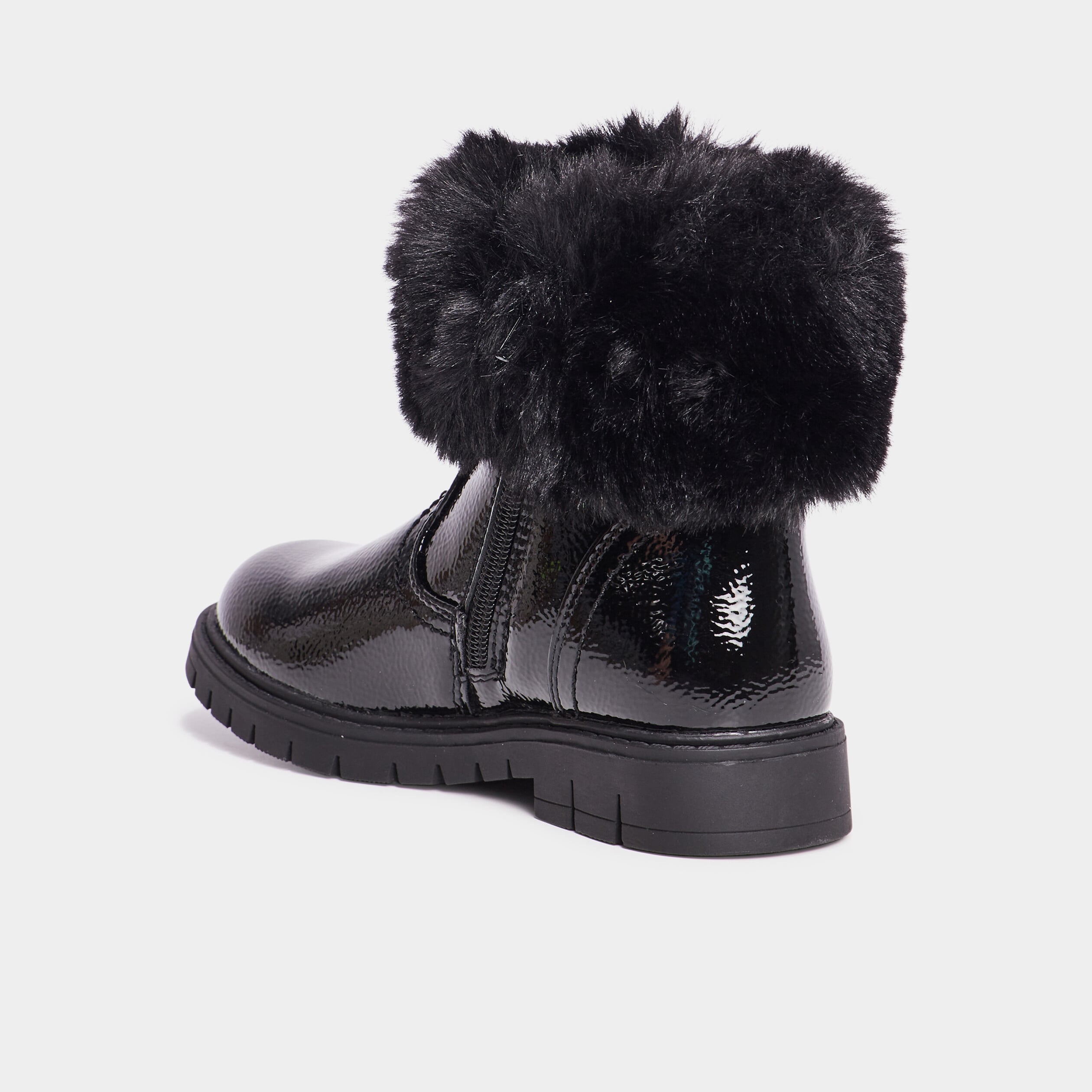 Bottines avec fausse fourrure noir fille